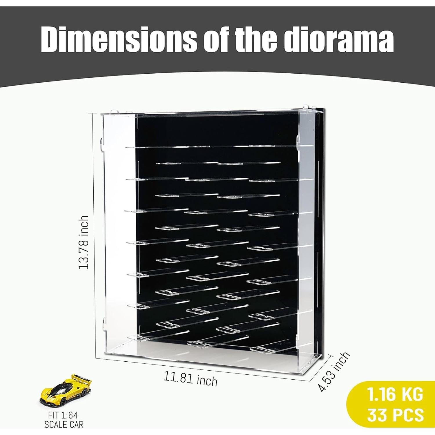 Estuche de exhibición acrílico GALUMO 1:64 con luces LED