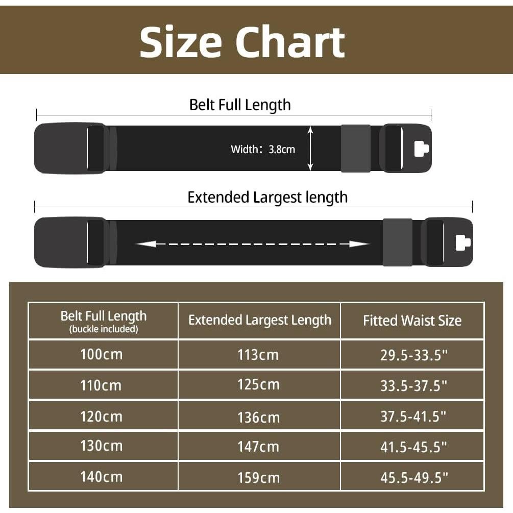 Cinturón Elástico para Hombres Táctico Negro Ajustable