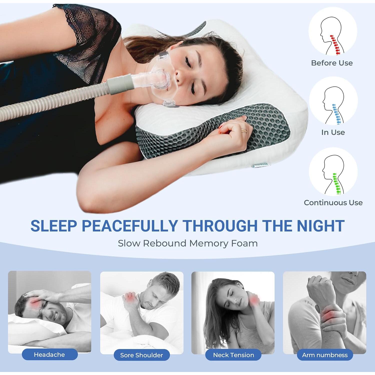 Almohada Cervical CPAP Elviros Ajustable Espuma Viscoelástica