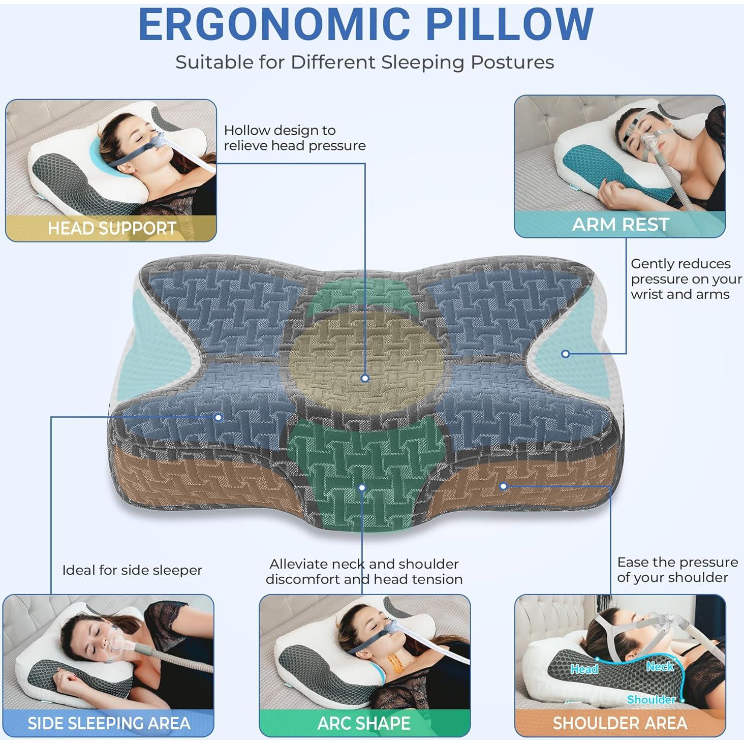 Almohada Cervical CPAP Elviros Ajustable Espuma Viscoelástica