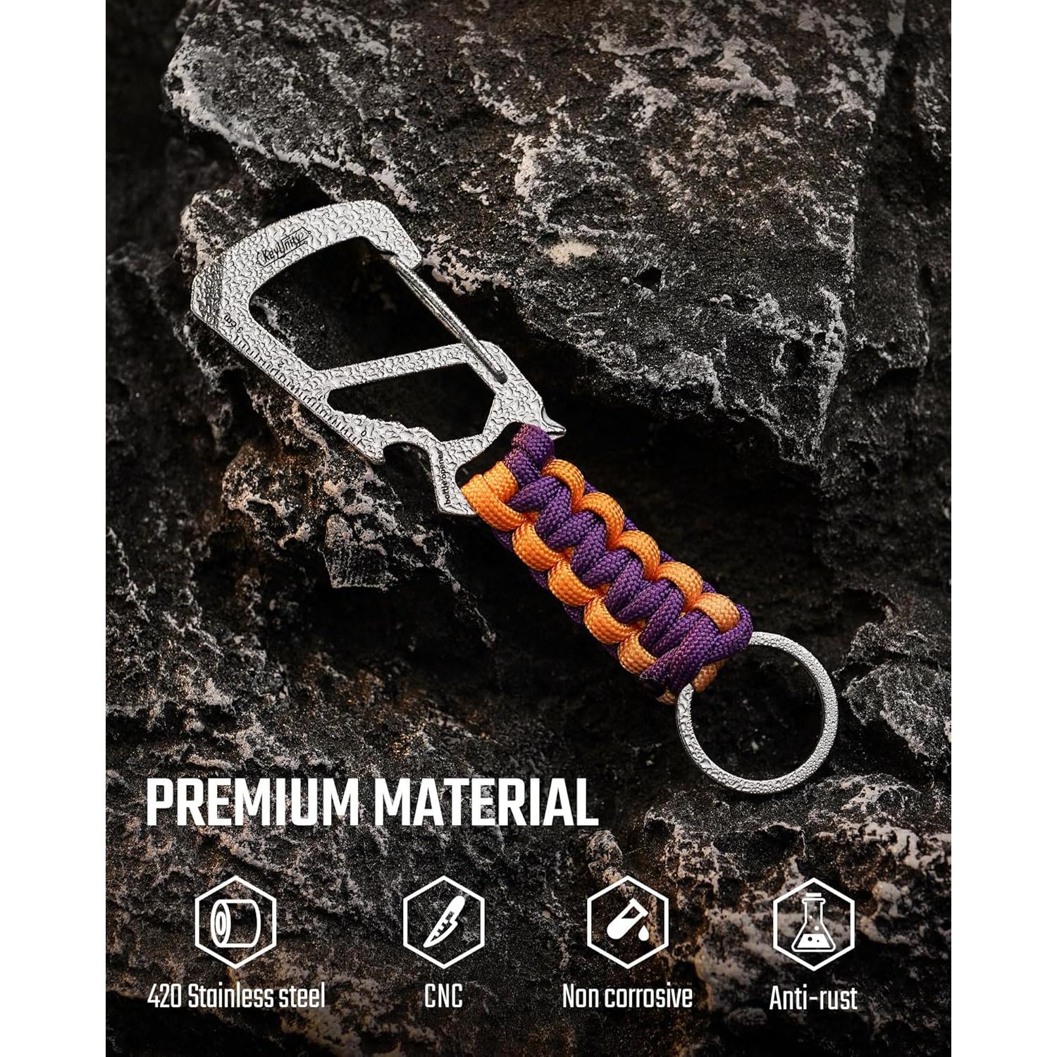 Clip de Carabina KeyUnity KC00 Paracord 550 Morado Amarillo