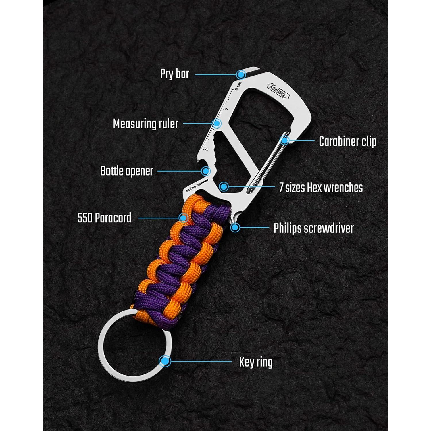Clip de Carabina KeyUnity KC00 Paracord 550 Morado Amarillo
