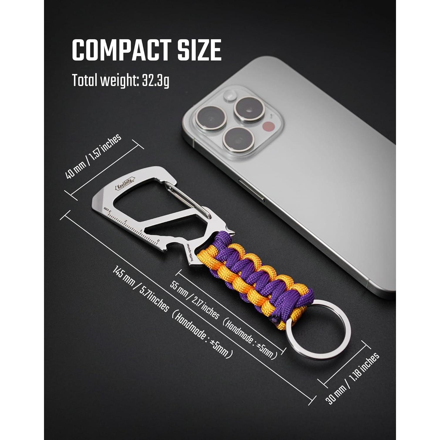 Clip de Carabina KeyUnity KC00 Paracord 550 Morado Amarillo