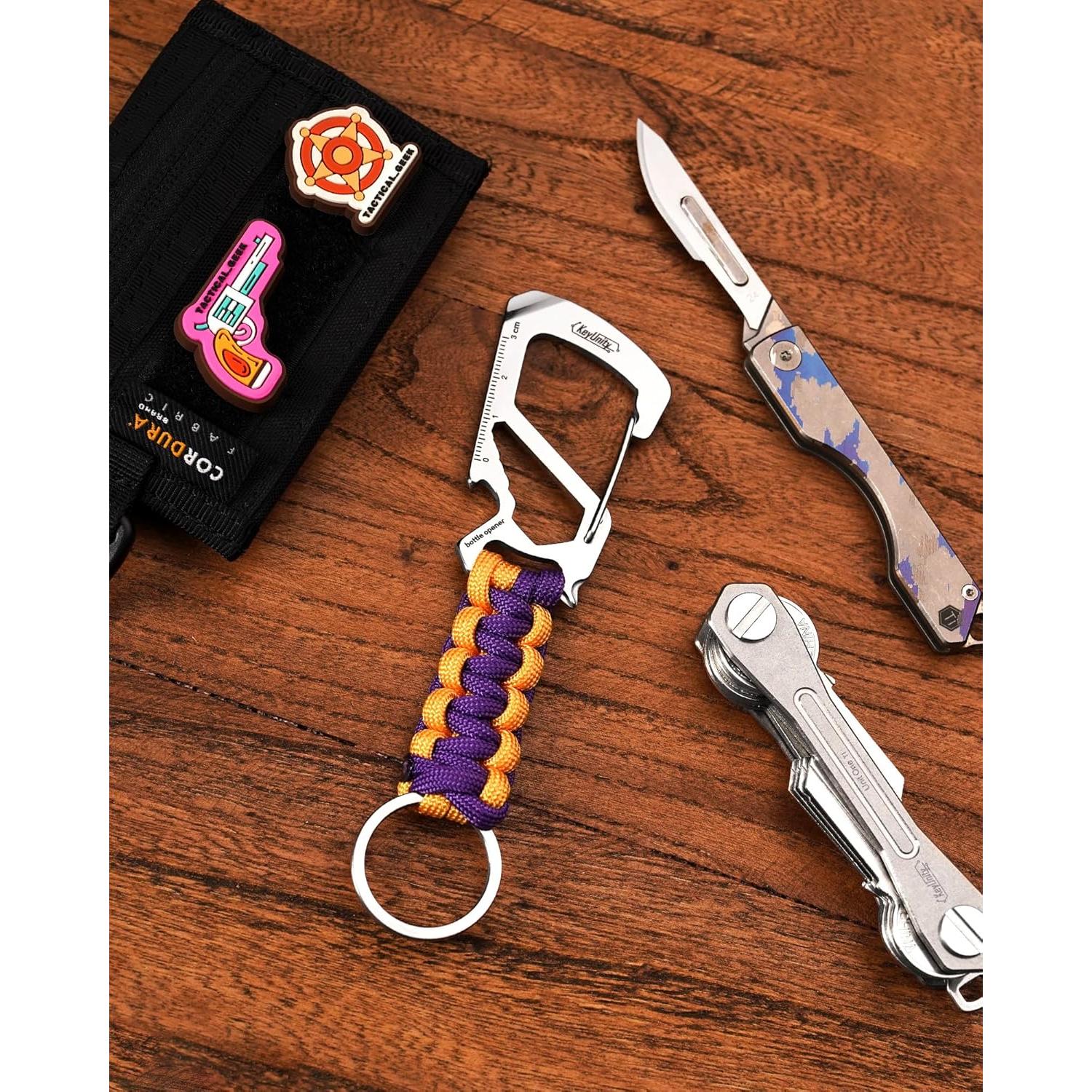 Clip de Carabina KeyUnity KC00 Paracord 550 Morado Amarillo