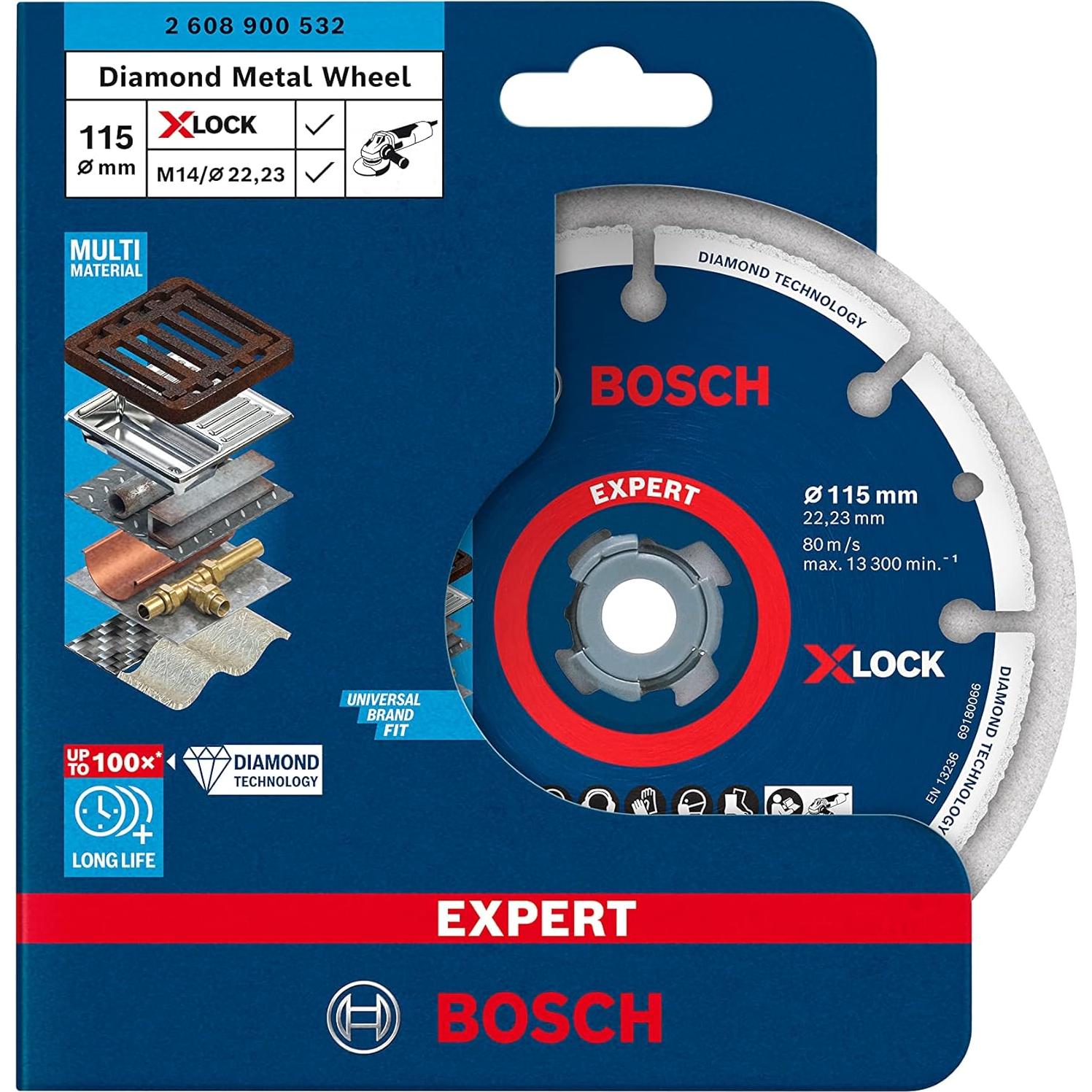 Disco de Corte de Diamante Bosch 115 mm X-Lock para Metal
