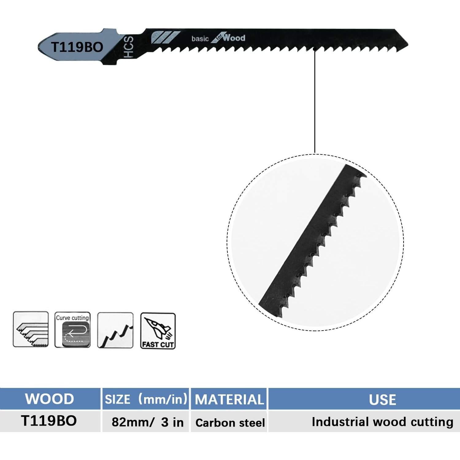 Juego de 20 hojas de sierra de calar TAROSE 3" 12 TPI madera