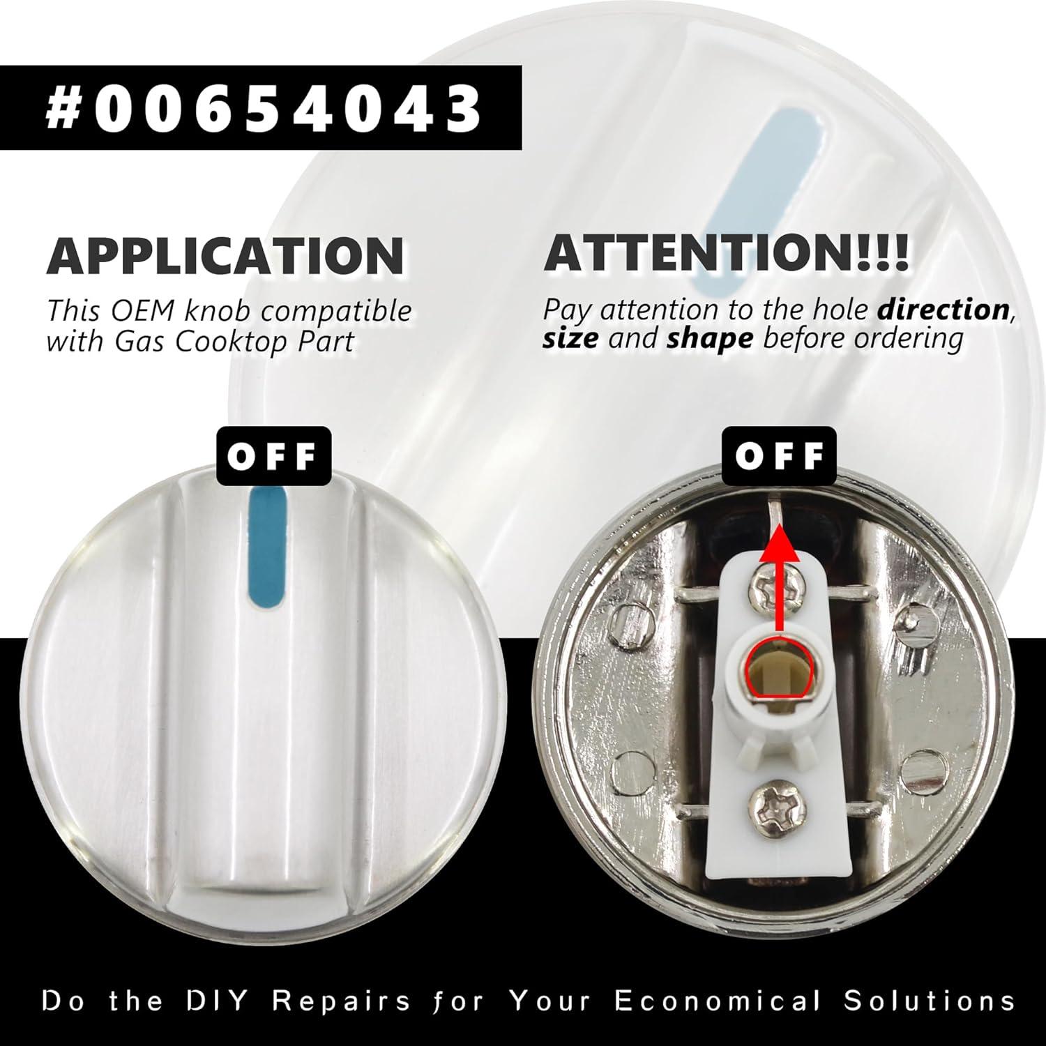 Perilla de Control de Quemador ZNTVW 00654043 Metal Plata