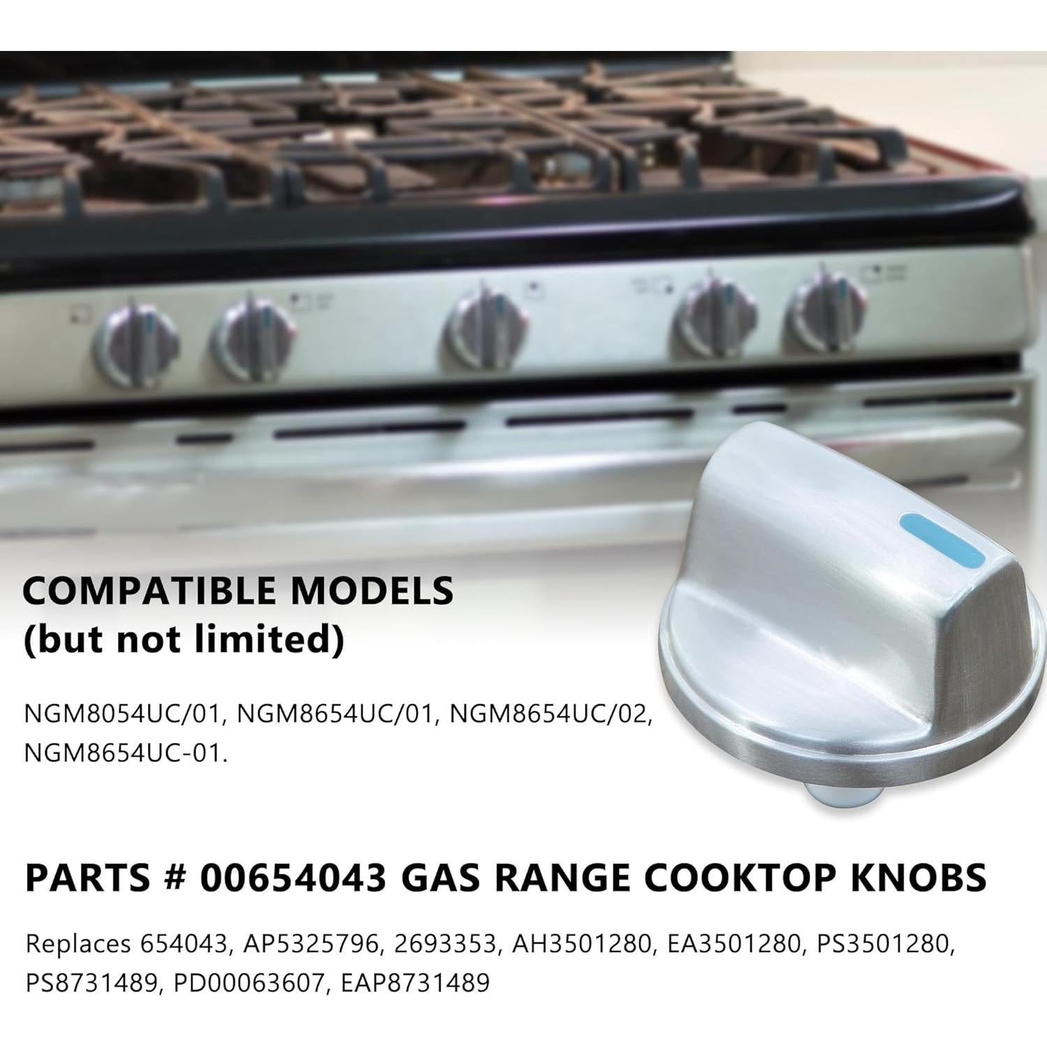 Perilla de Control de Quemador ZNTVW 00654043 Metal Plata