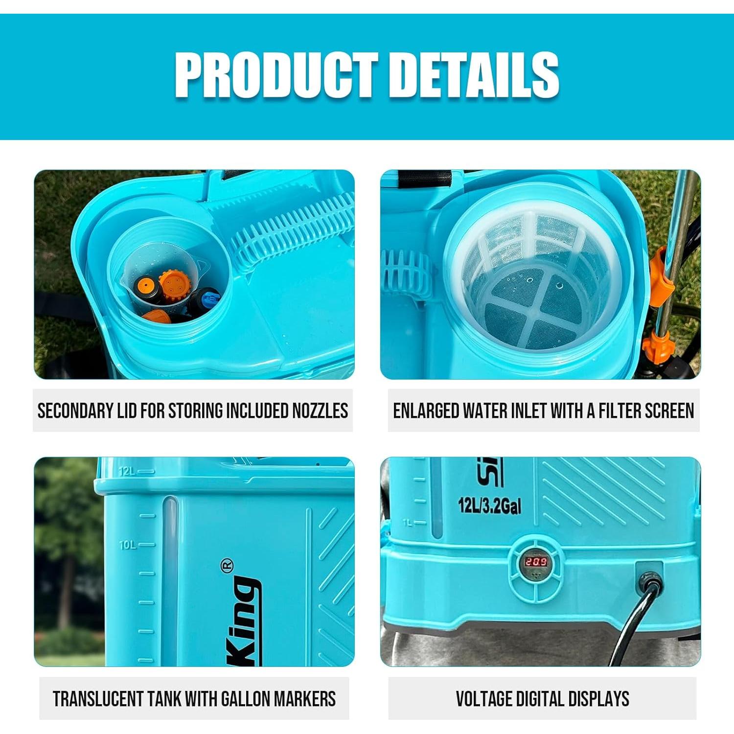 Pulverizador de Mochila Eléctrico SideKing SK3000B 12.1L