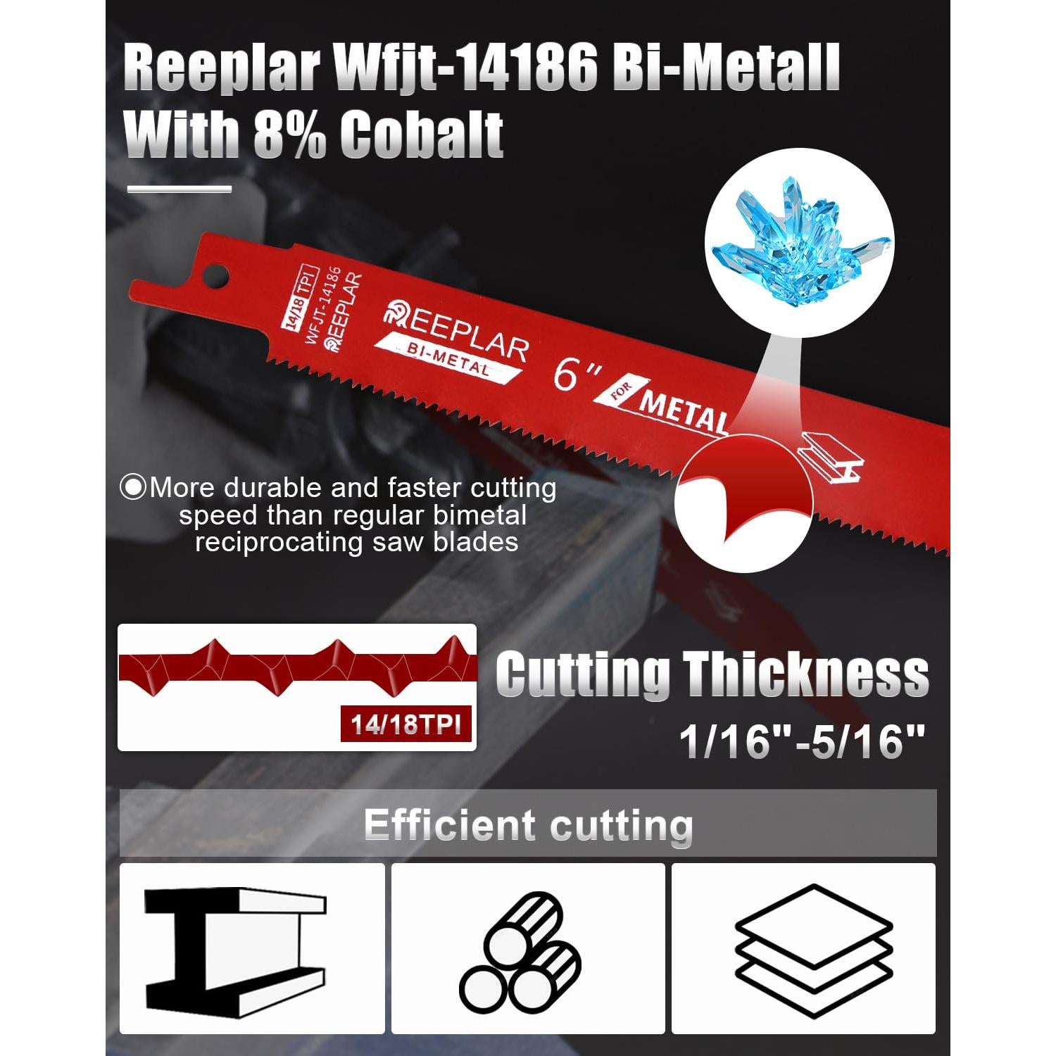 25 Hojas de Sierra Recíproca Bi-Metal 15 cm 14/18 TPI REEPLAR