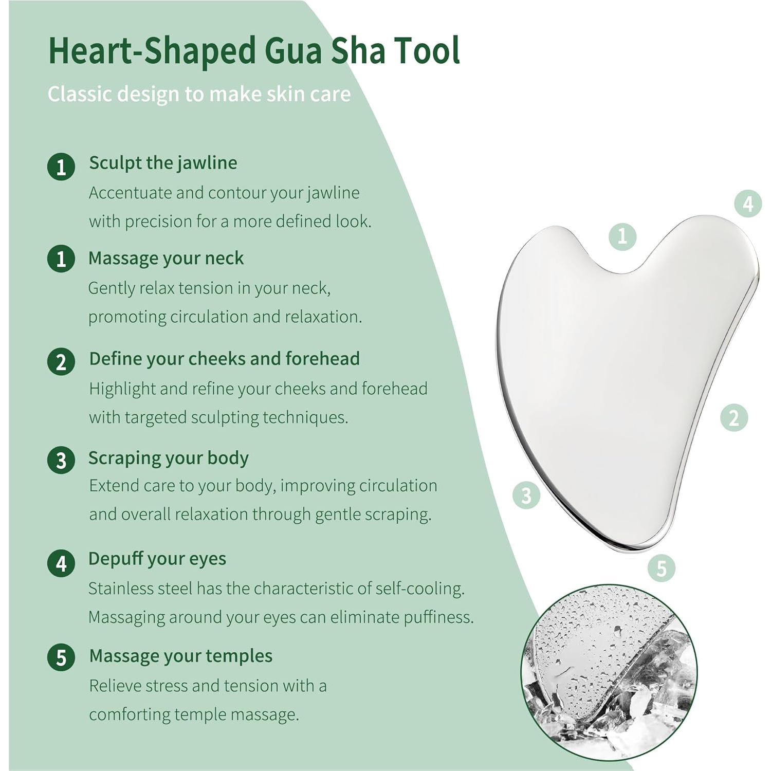 Set de 2 Herramientas Gua Sha Facial LeMeeOly Acero Inoxidable