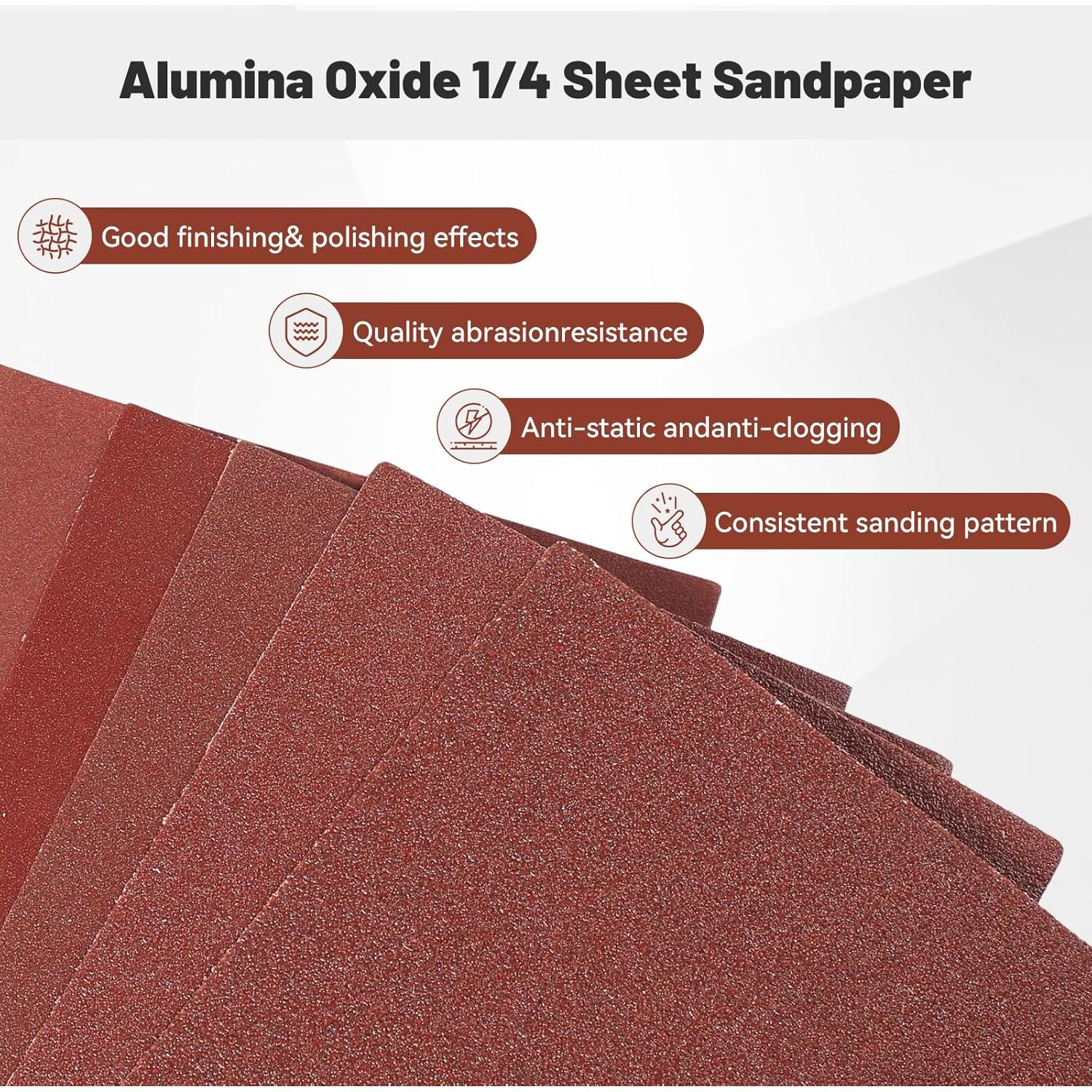 Hoja de papel de lija BAOSTC 11.4x14 cm Grano P60 Paquete 50