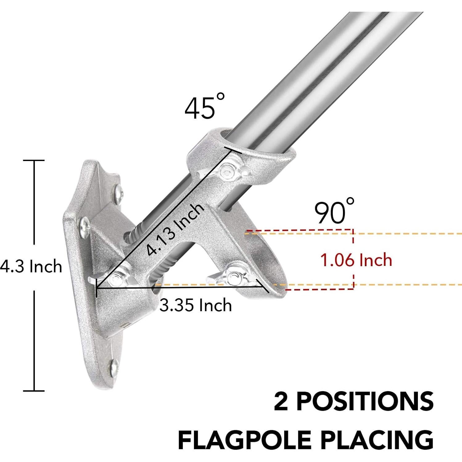 Polo de Bandera Yeesun 1Pc Plata 1.9kg Soporte Exterior