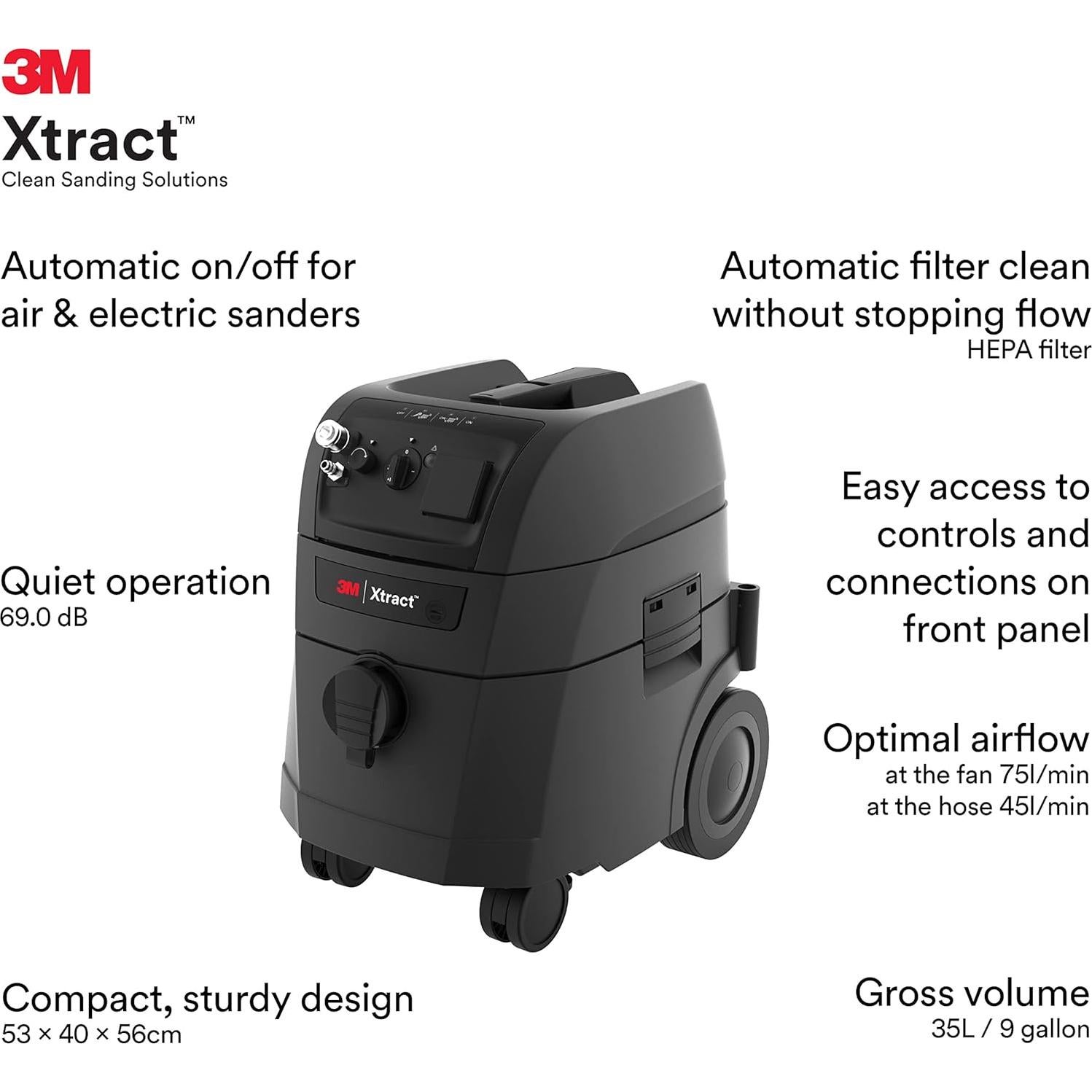 Extractor de Polvo 3M Xtract 9 Gal + Lijadora Orbital 5"