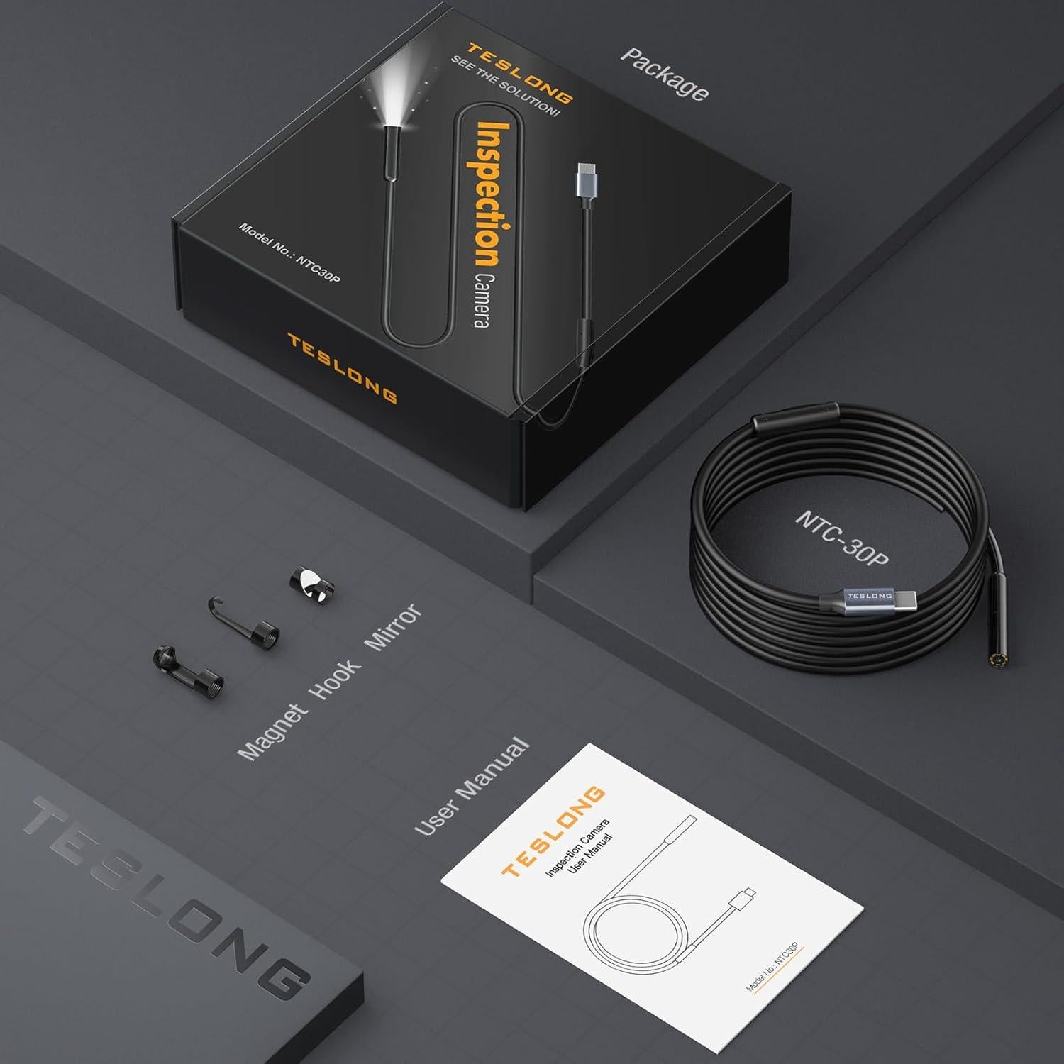 Cámara Endoscópica USB-C Teslong 3m con 8 Luces LED