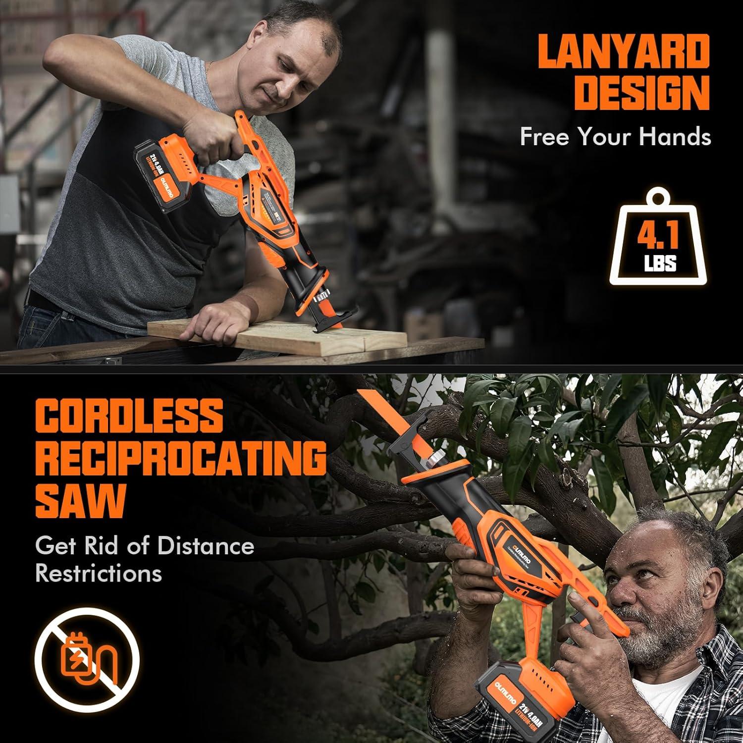 Sierra Recíproca Inalámbrica Olmlmo 500W 8 Cuchillas 4.34kg