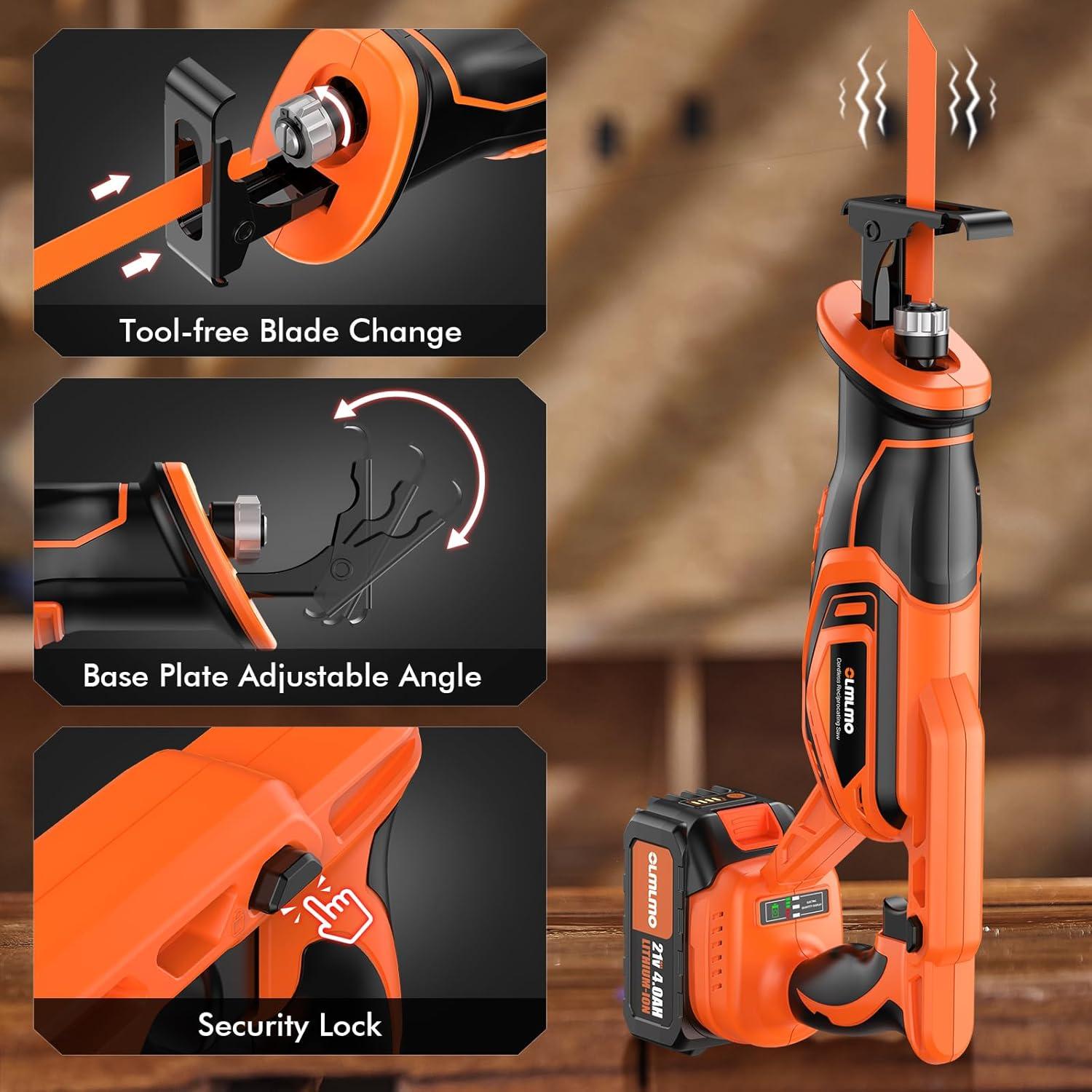 Sierra Recíproca Inalámbrica Olmlmo 500W 8 Cuchillas 4.34kg