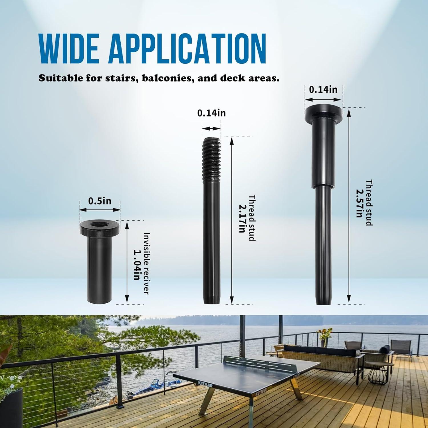 Paquete de 10 Hardware de Barandilla de Cable Invisible MOPKIUTR 1/8" (3.18 mm) Negro