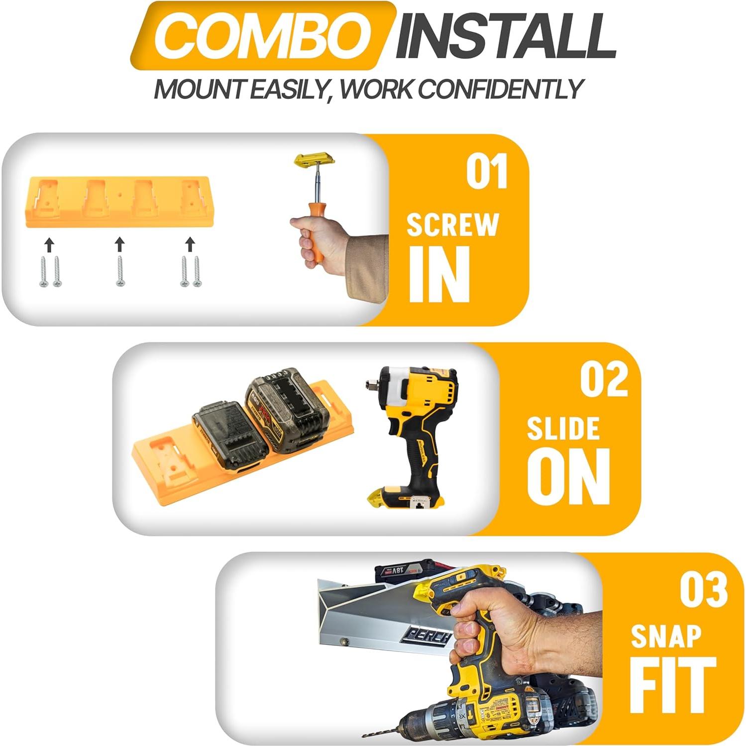 Soporte de Herramientas y Baterías DeWalt 20V y 60V - 4 Paquetes