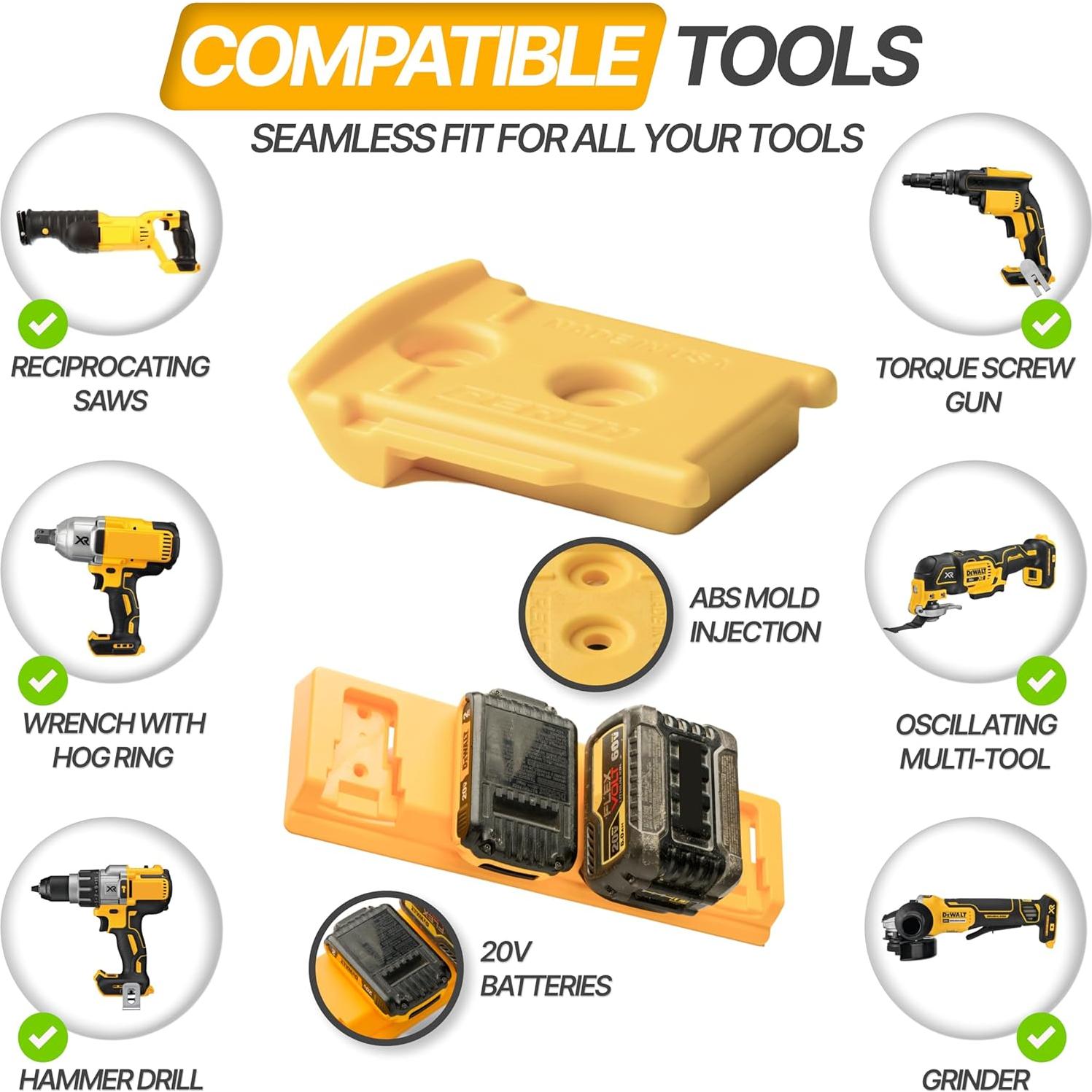 Soporte de Herramientas y Baterías DeWalt 20V y 60V - 4 Paquetes