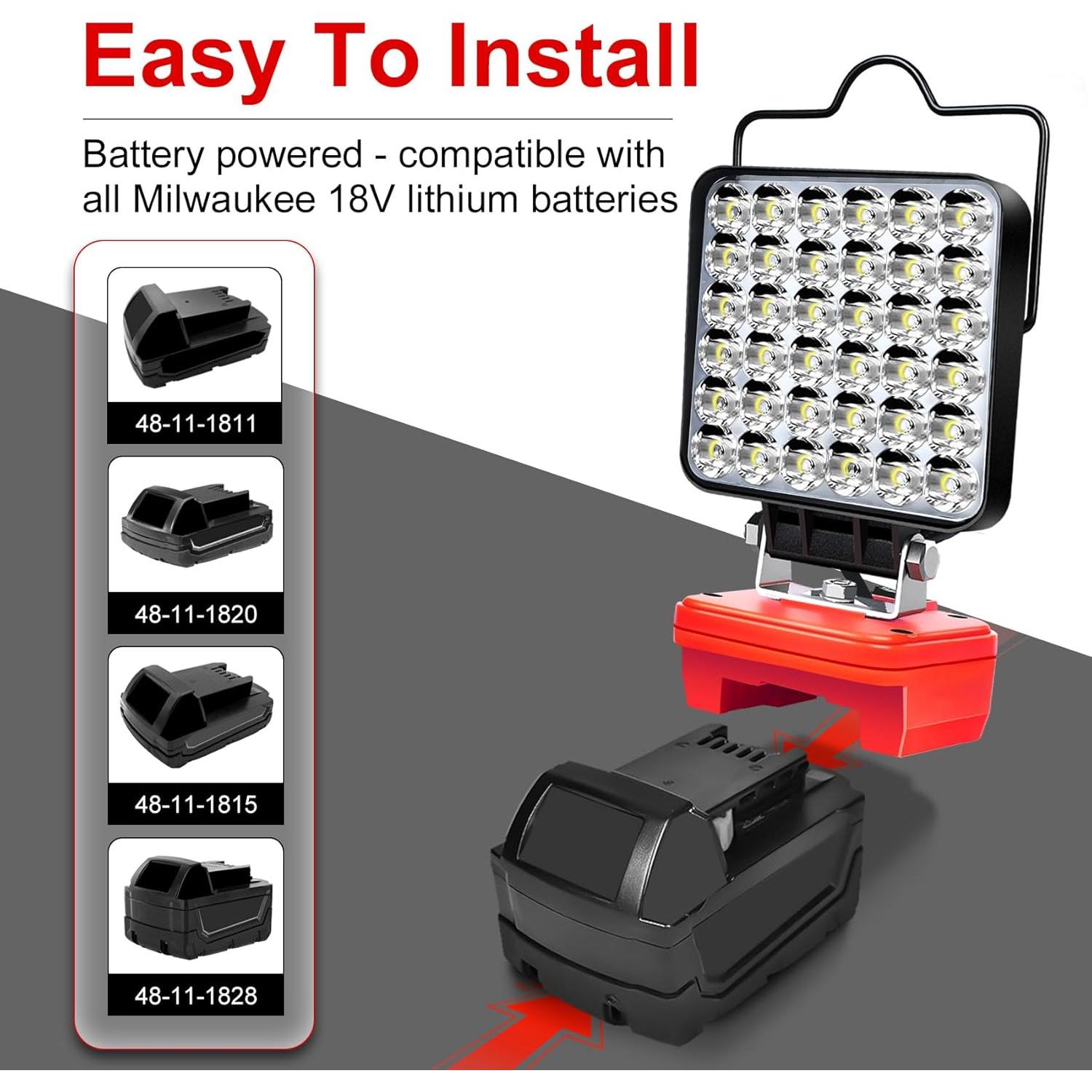 Luz de trabajo LED portátil WQOXF 108W 5400LM para Milwaukee M18