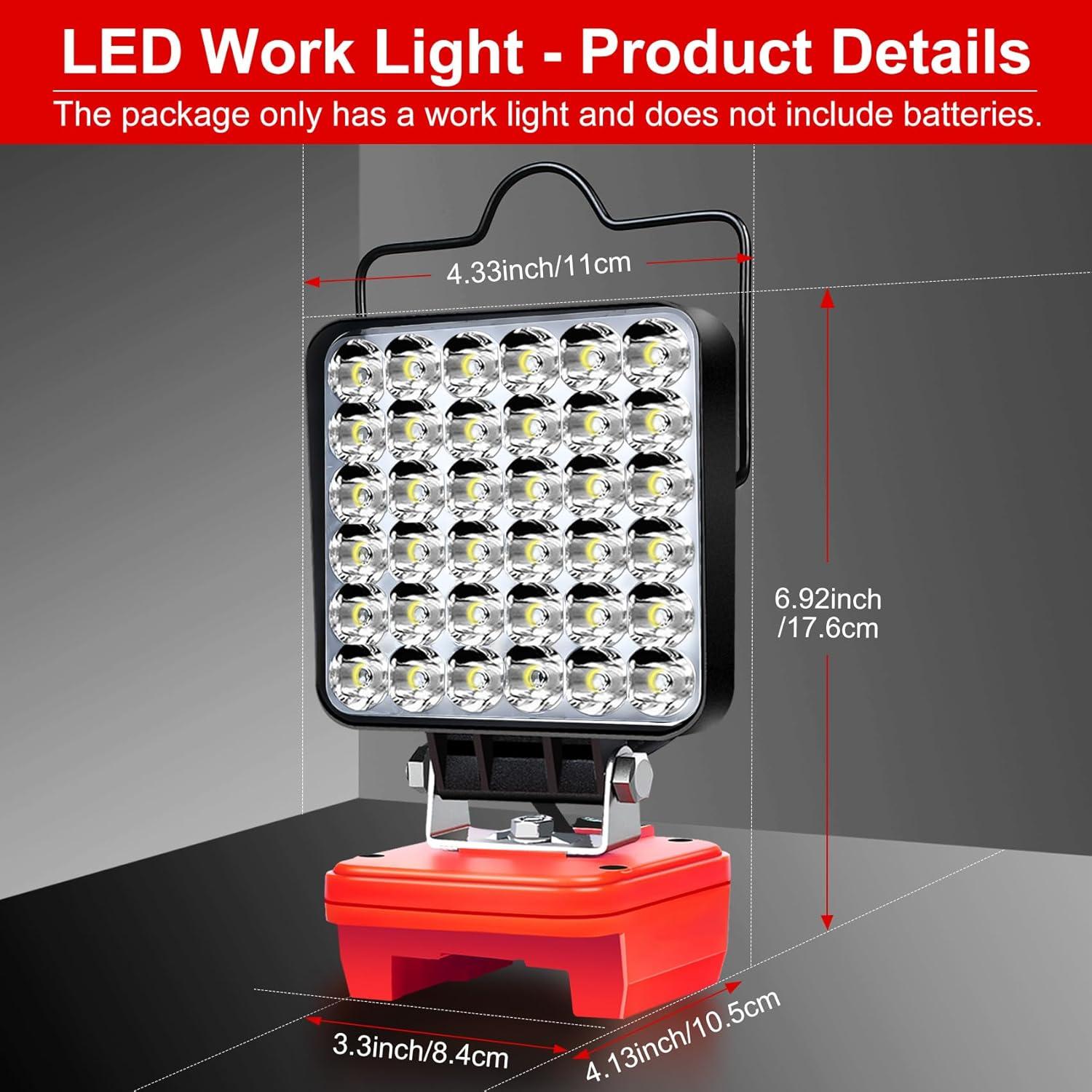 Luz de trabajo LED portátil WQOXF 108W 5400LM para Milwaukee M18