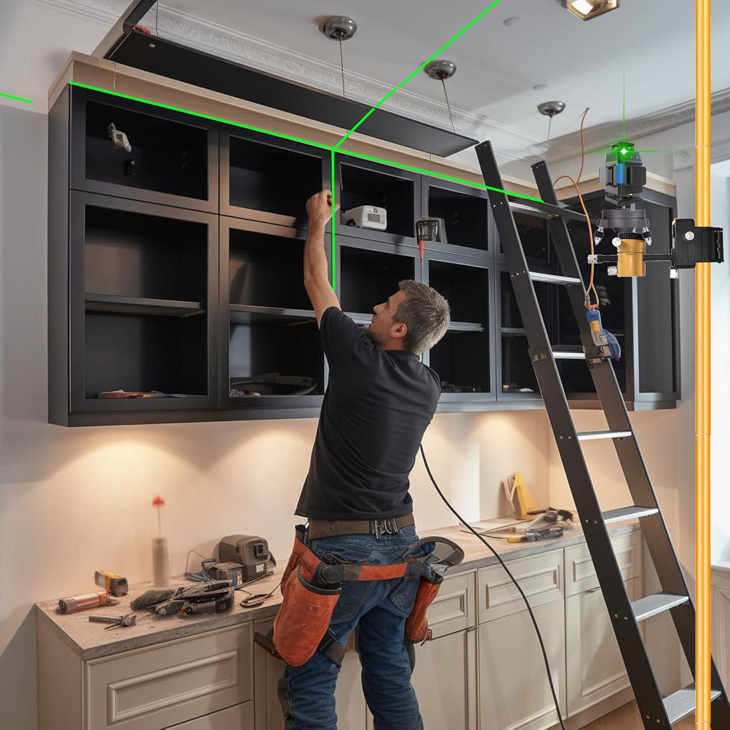 Polo de Nivel Láser FENORGAN 4.2m con Base Rotativa Eléctrica