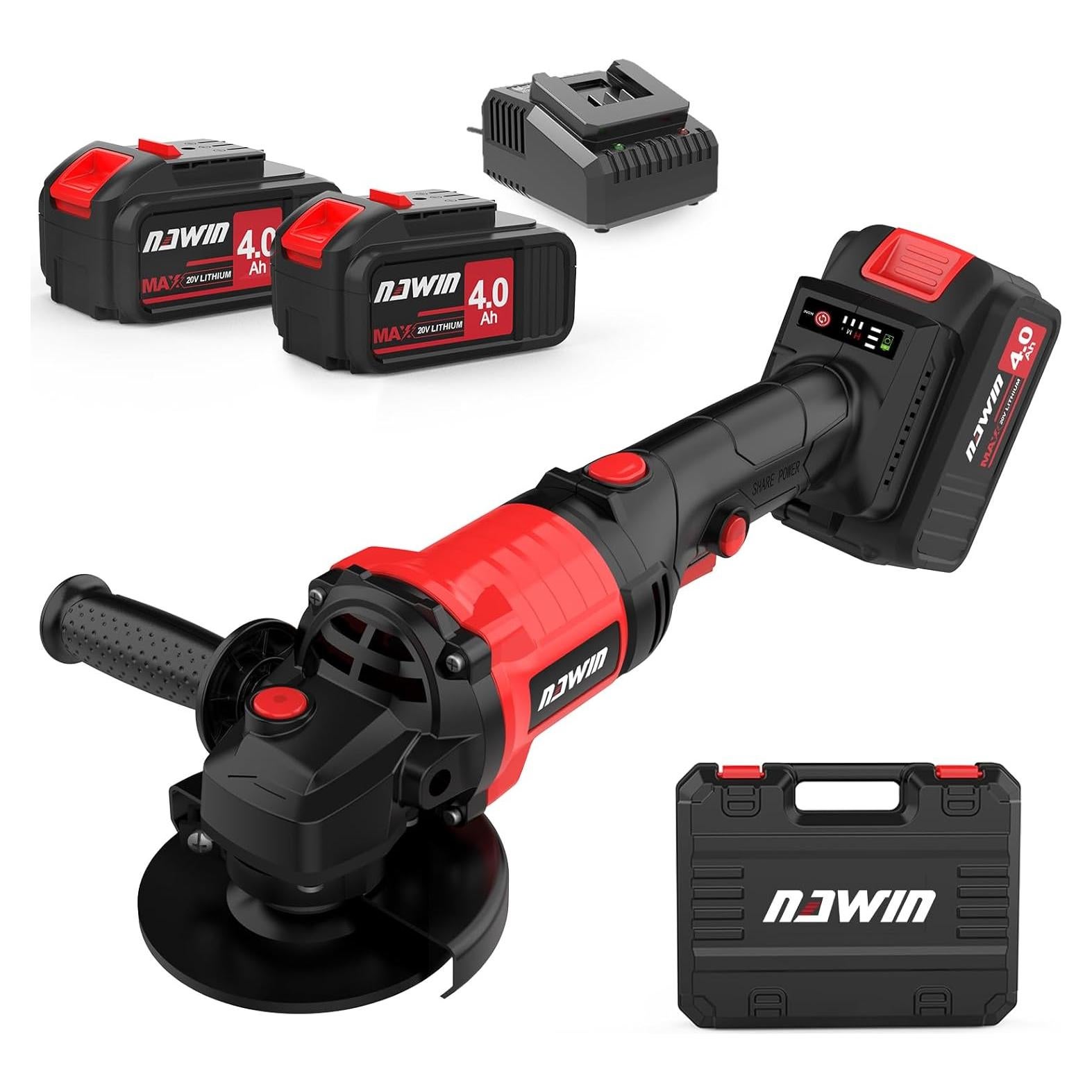 Amoladora Angular Inalámbrica NAWIN 20V 125mm 9000 RPM 2 Baterías