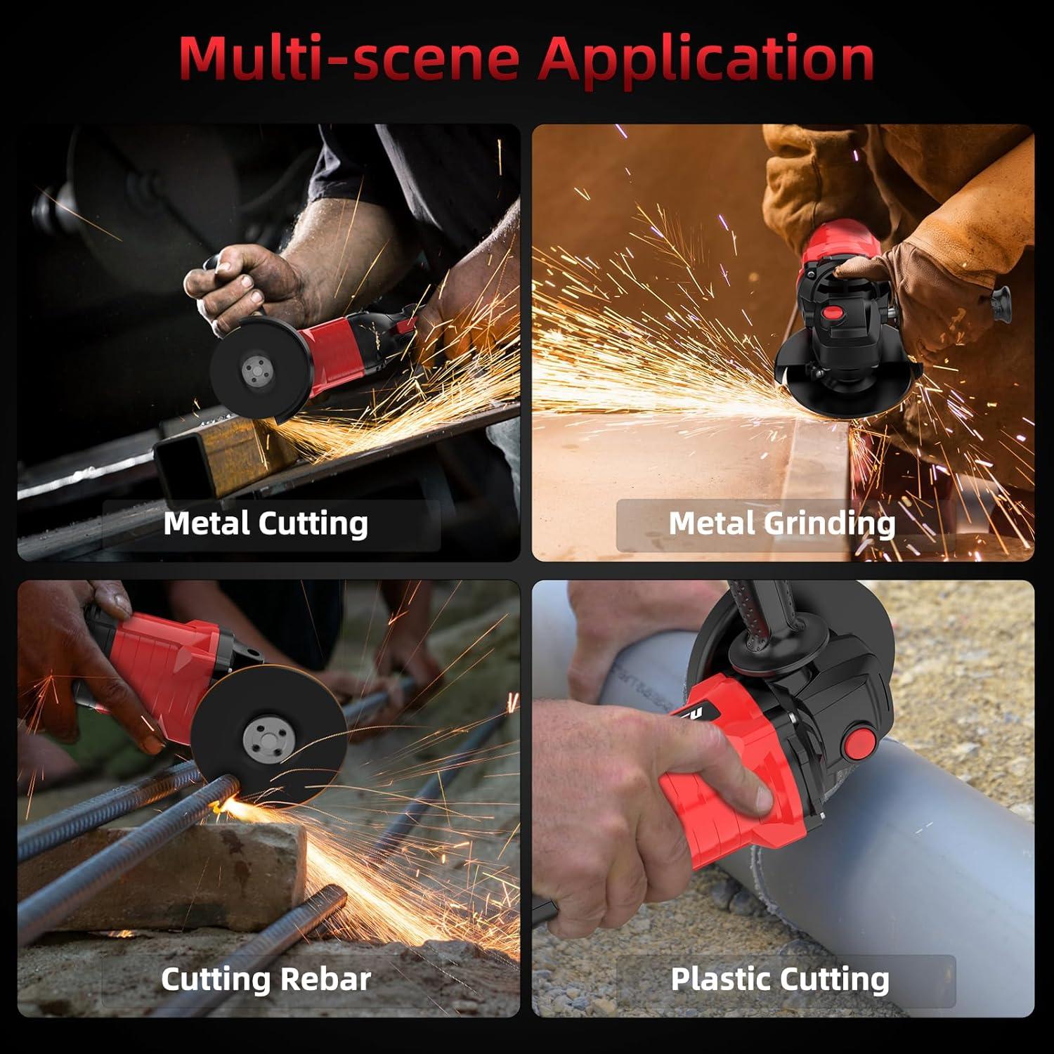 Amoladora Angular Inalámbrica NAWIN 20V 125mm 9000 RPM 2 Baterías