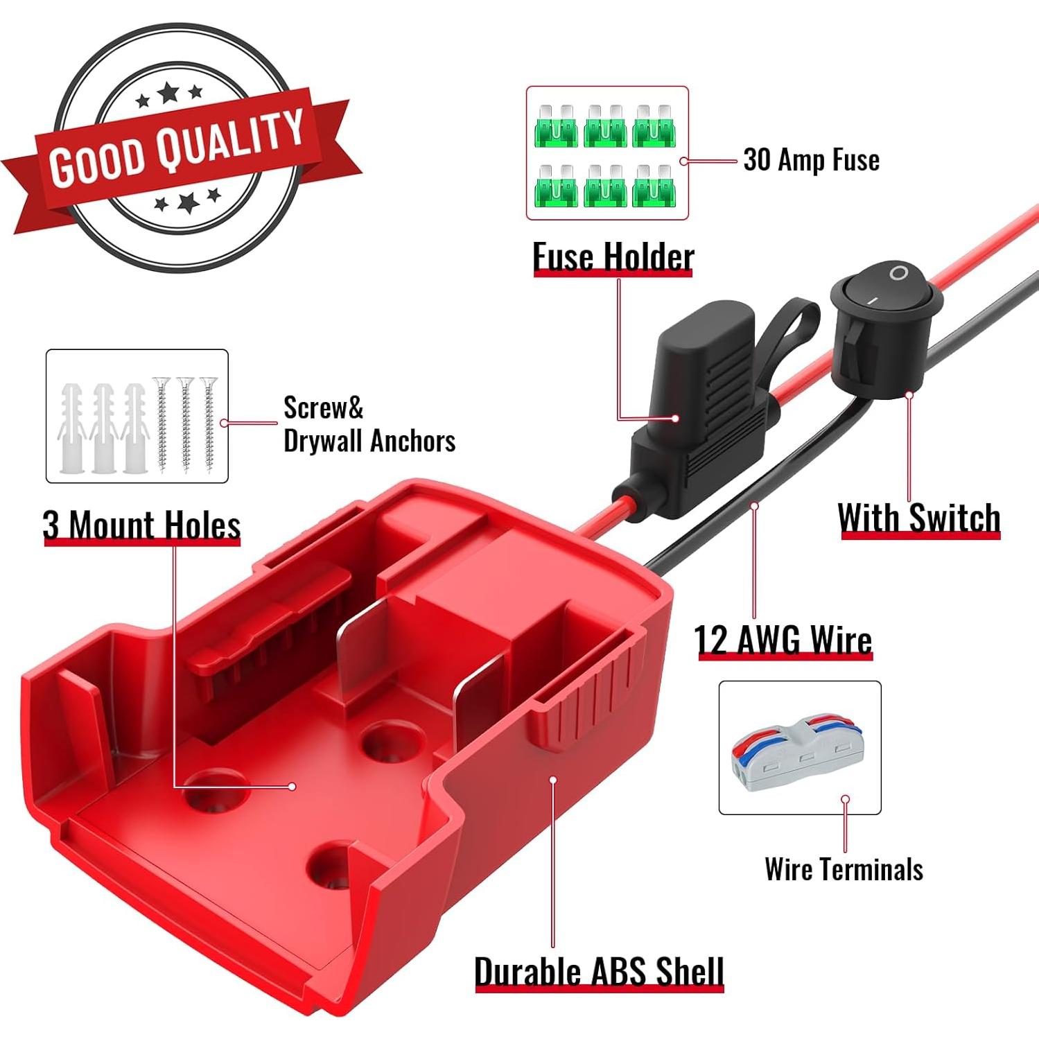 Adaptador de Batería Milwaukee 18V Azocek 2 Paquetes con Fusible