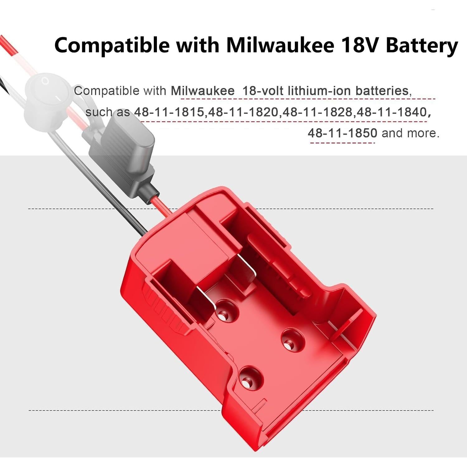 Adaptador de Batería Milwaukee 18V Azocek 2 Paquetes con Fusible