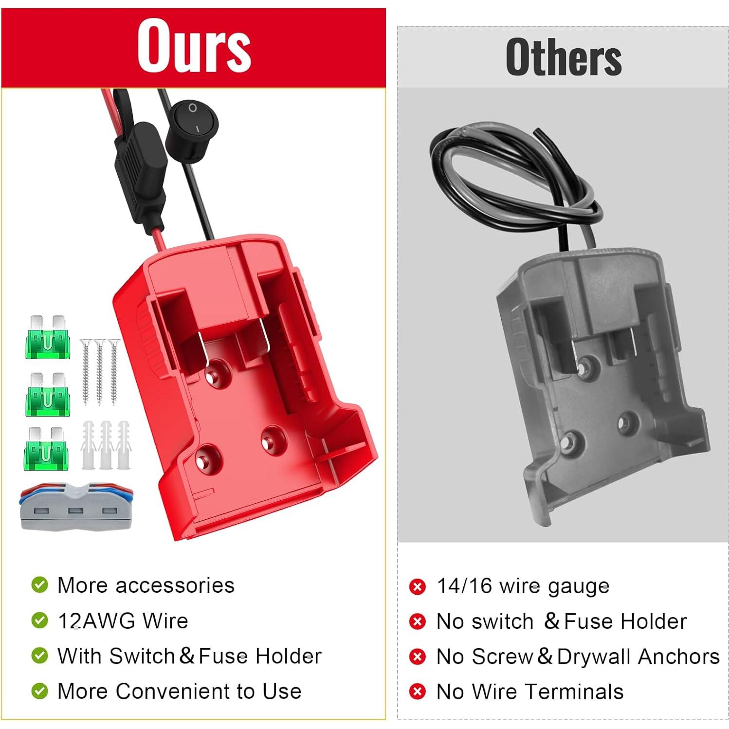 Adaptador de Batería Milwaukee 18V Azocek 2 Paquetes con Fusible