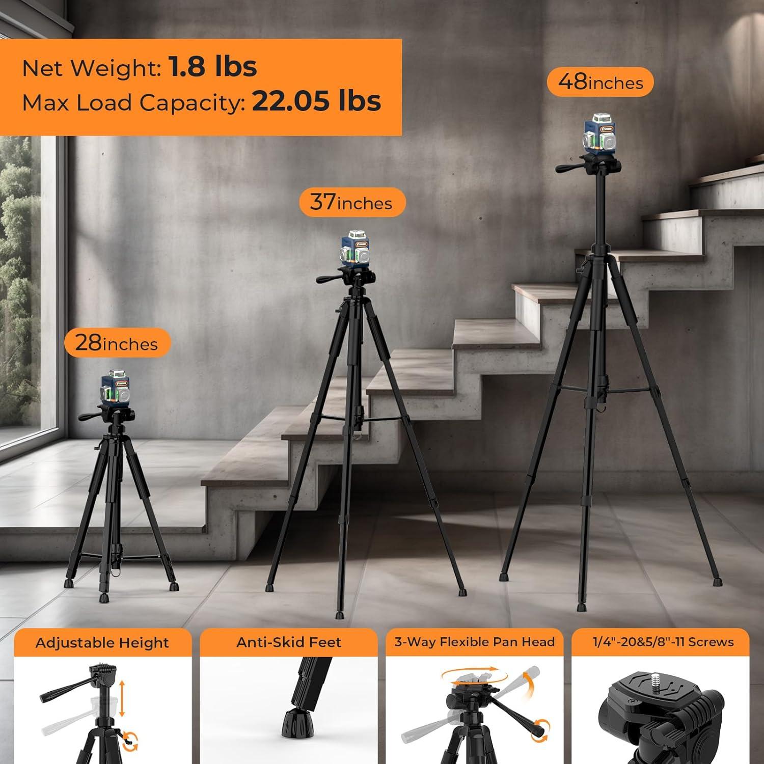 Nivel Láser 3D CIGMAN con Trípode y Control Remoto Verde