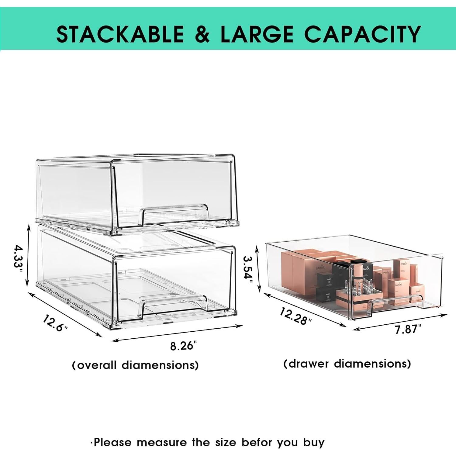 Cajones de Almacenamiento Apilables ORGIDOL 2 Paquete 32x21 cm