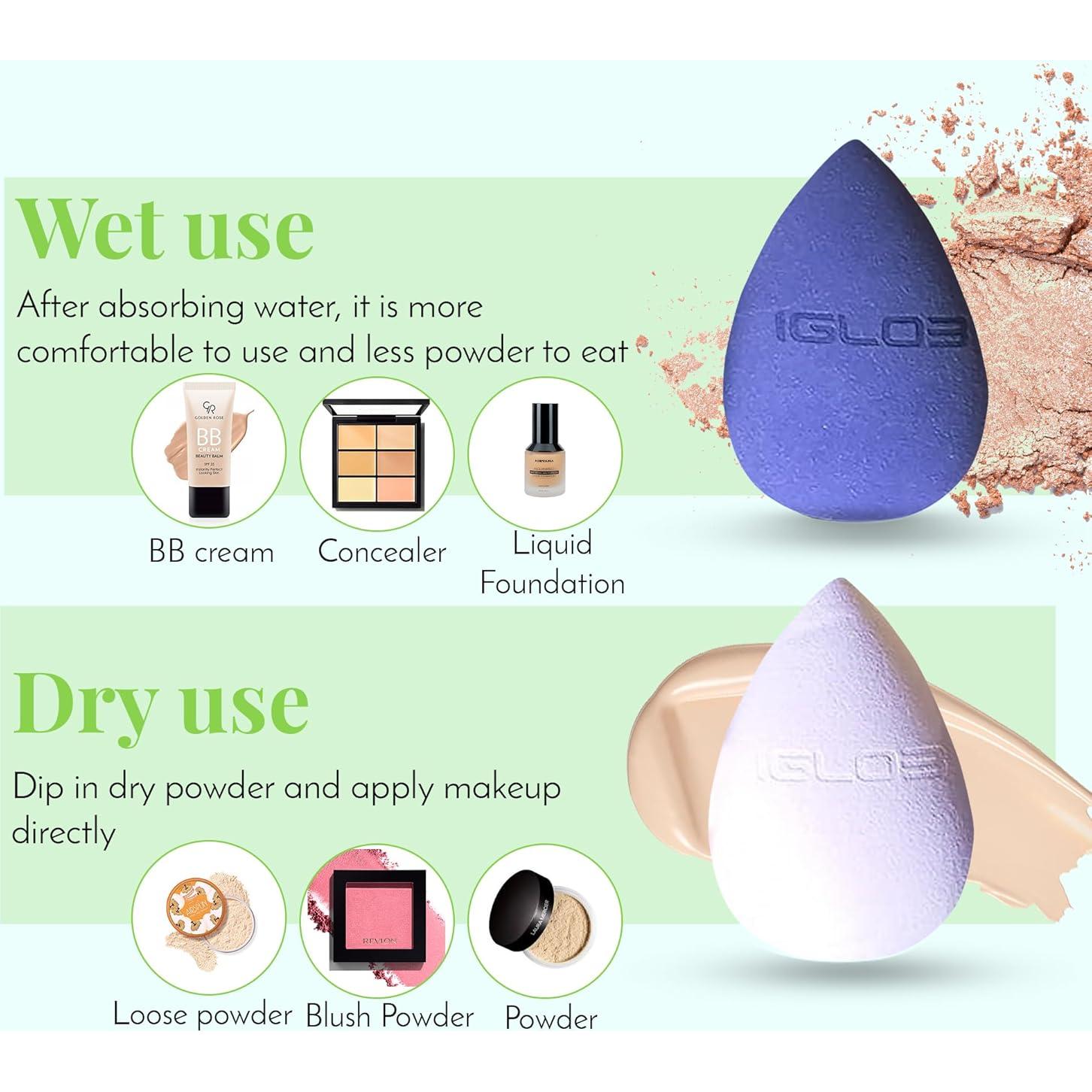 Juego de Esponjas de Maquillaje IGLO3 - 4 Piezas Púrpura