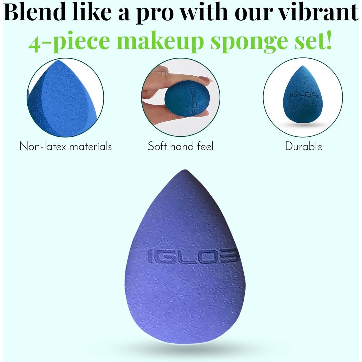 Juego de Esponjas de Maquillaje IGLO3 - 4 Piezas Púrpura