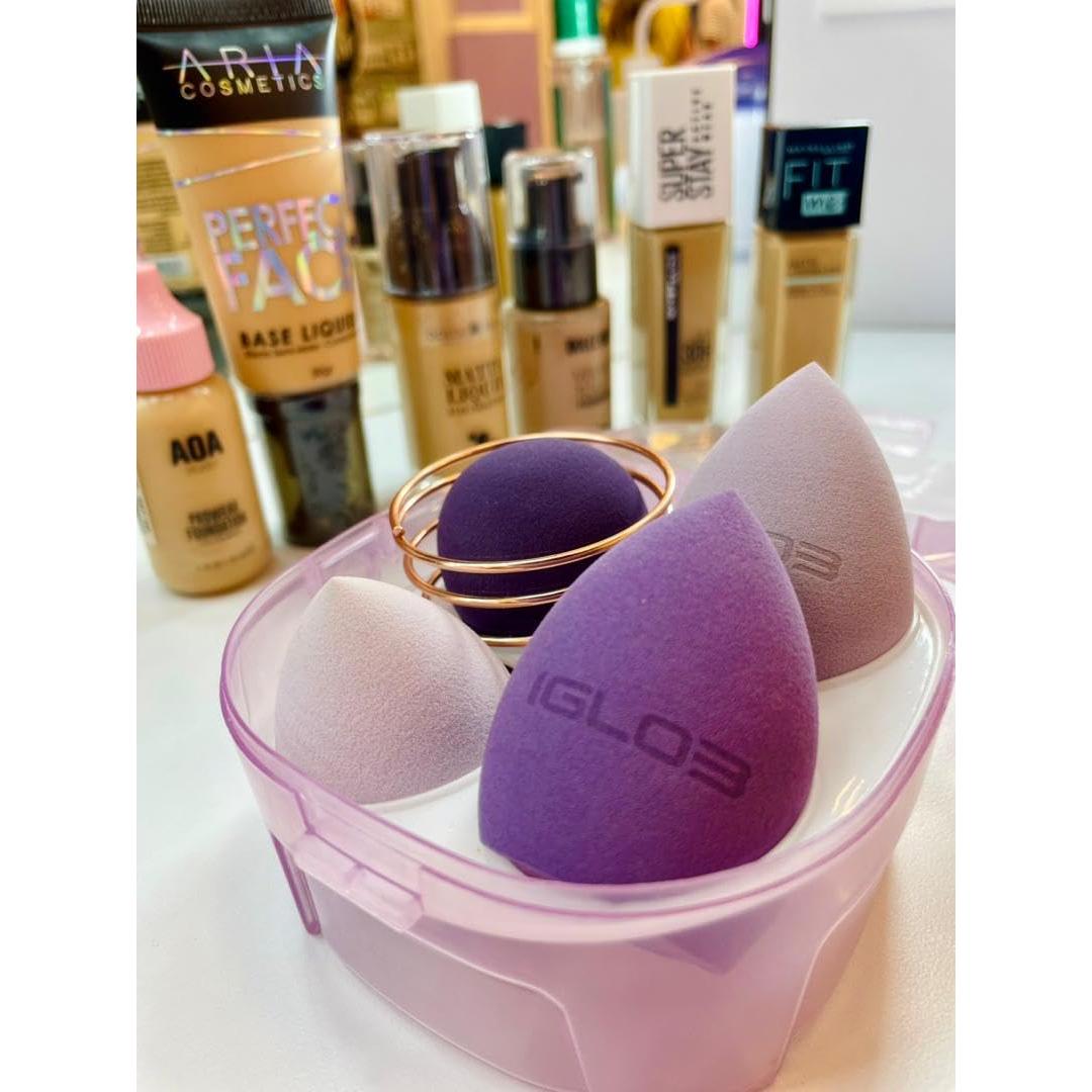 Juego de Esponjas de Maquillaje IGLO3 - 4 Piezas Púrpura