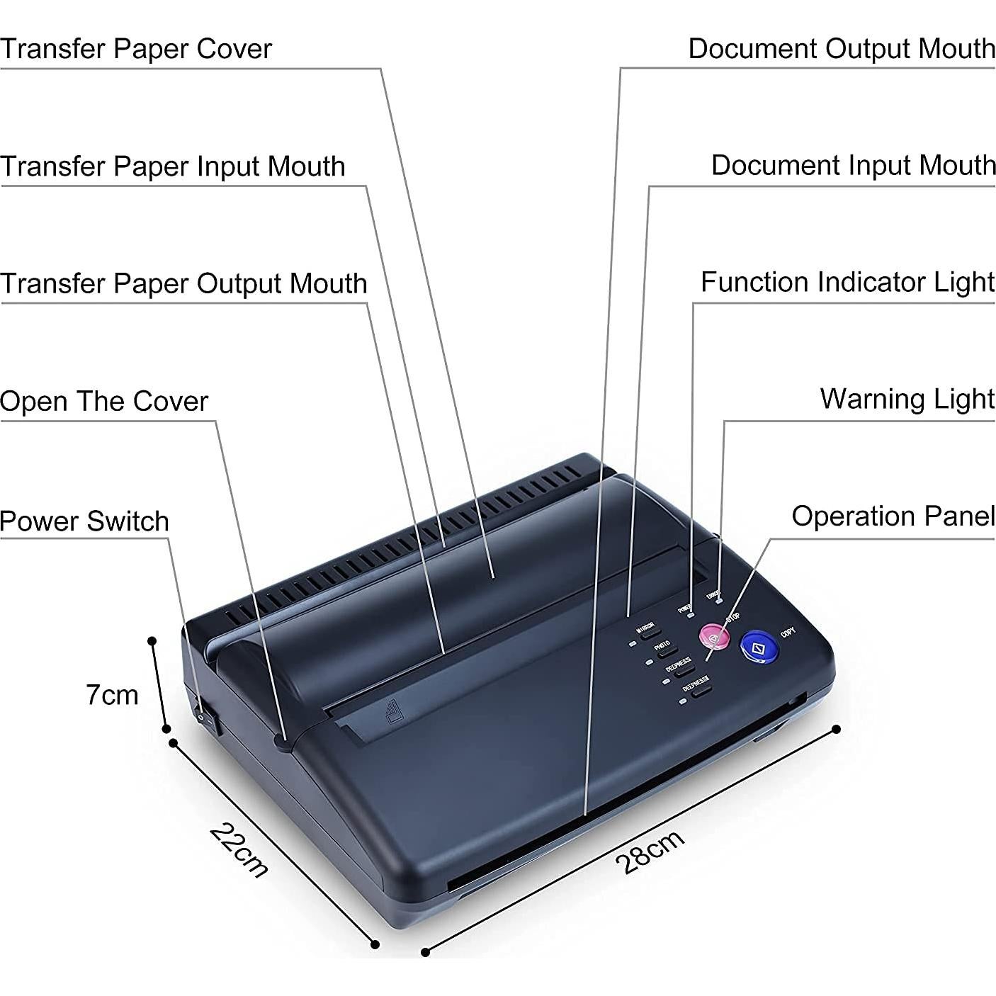 Máquina Copiadora Térmica de Plantillas de Tatuaje Sacnahe - Negro