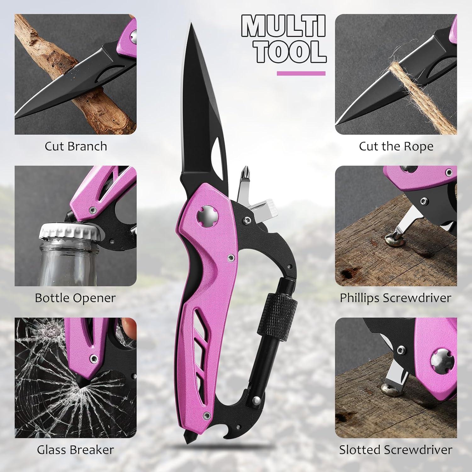 Cuchillo Carabinero Multiherramienta COOL PARD EDC Rosa 6-en-1
