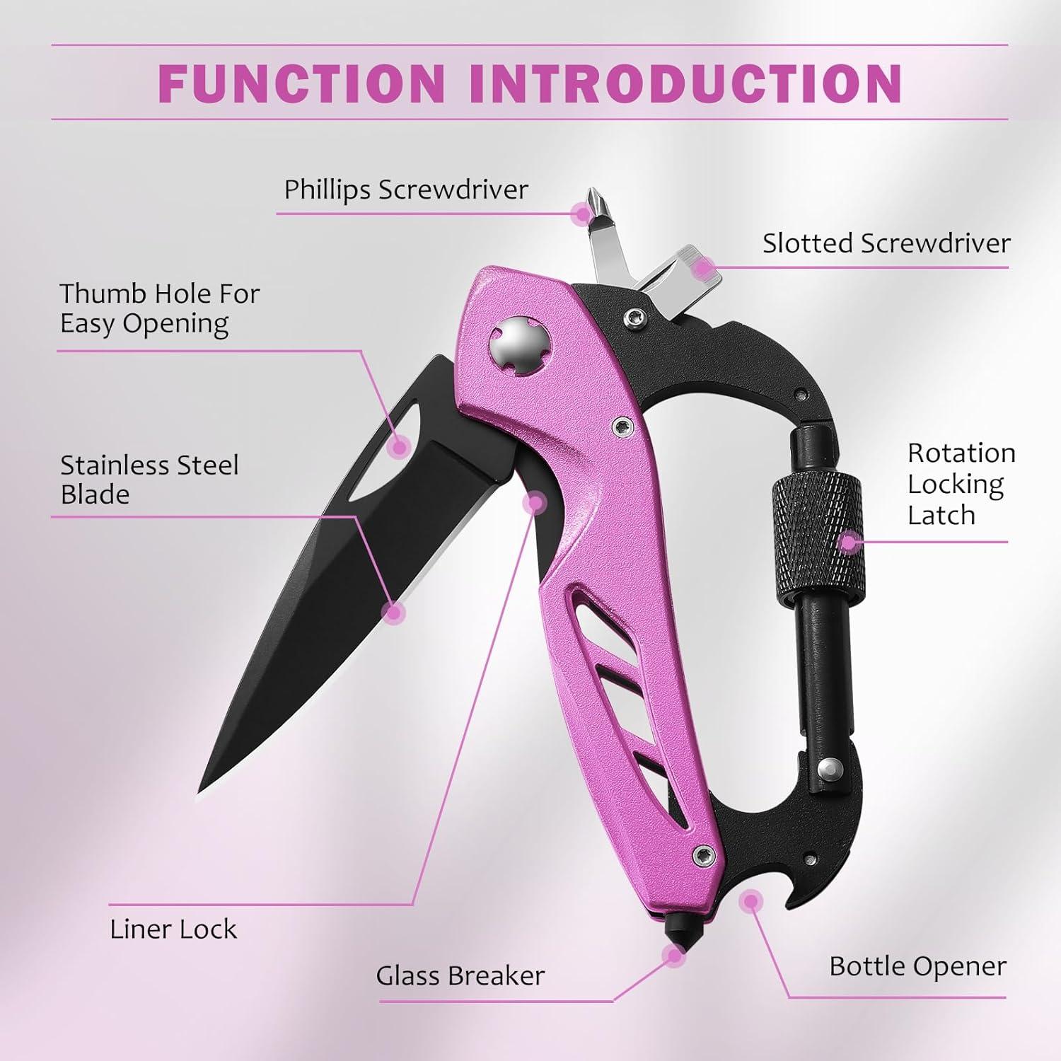 Cuchillo Carabinero Multiherramienta COOL PARD EDC Rosa 6-en-1