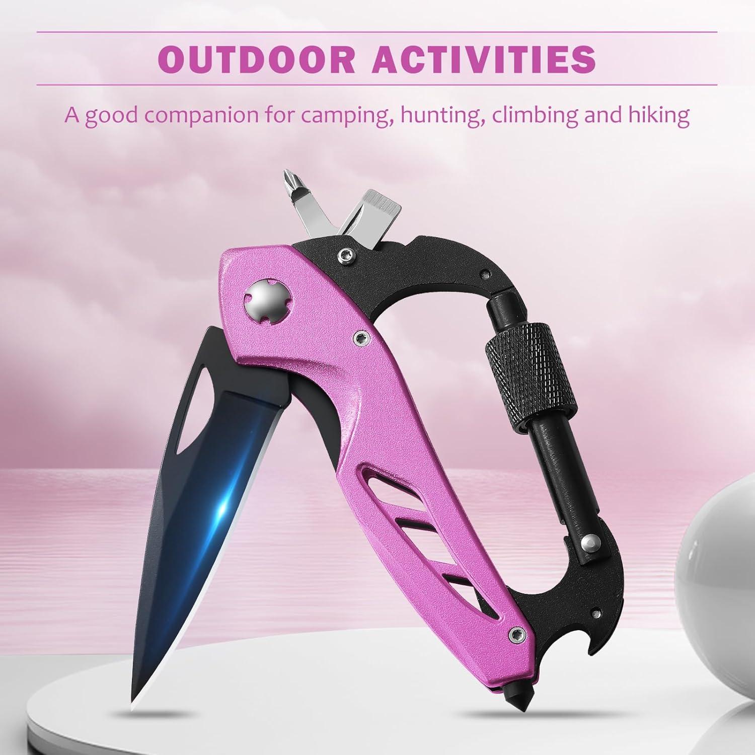 Cuchillo Carabinero Multiherramienta COOL PARD EDC Rosa 6-en-1