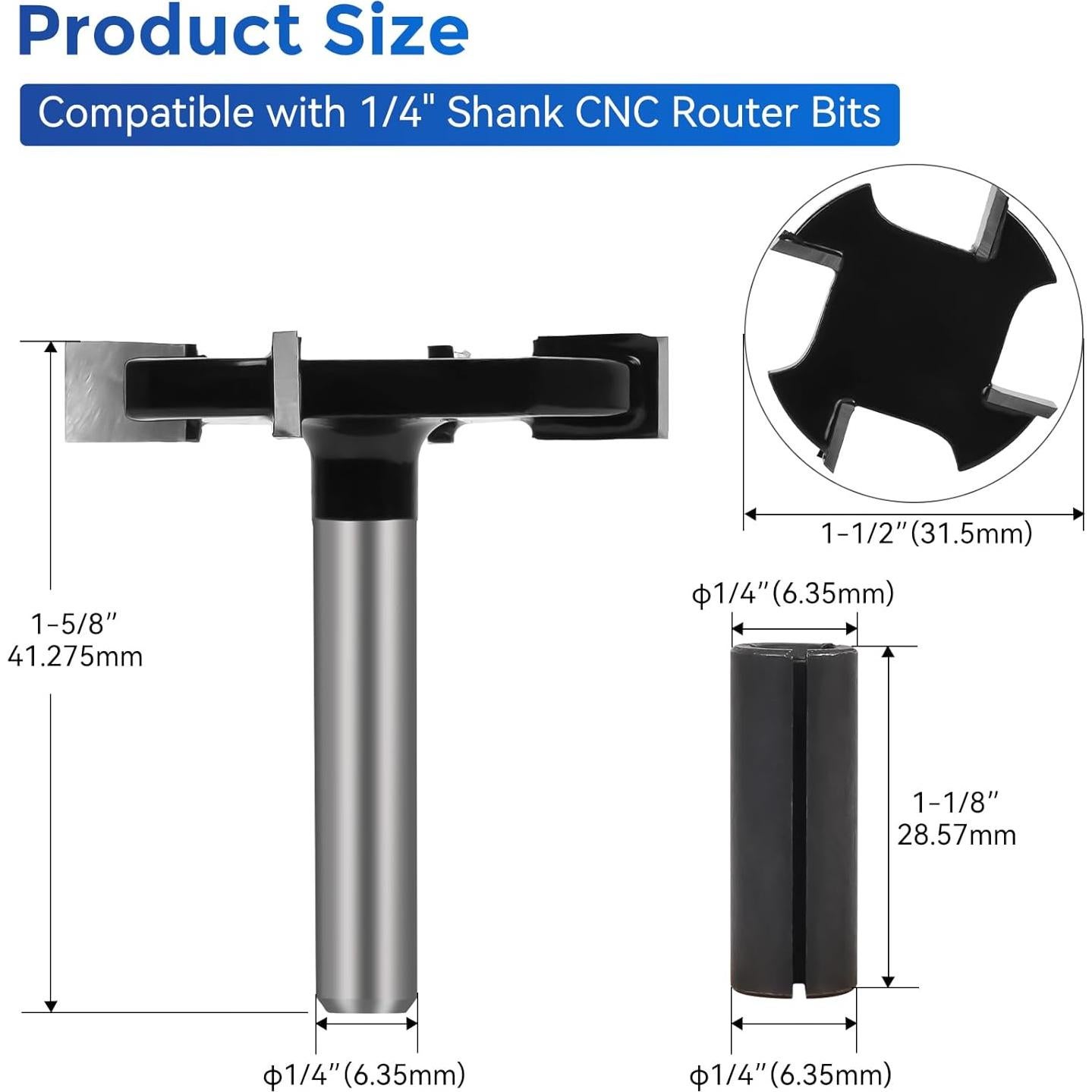 Aplanador Router Bit LUNYEE 4 Dientes 38 mm Diámetro Corte