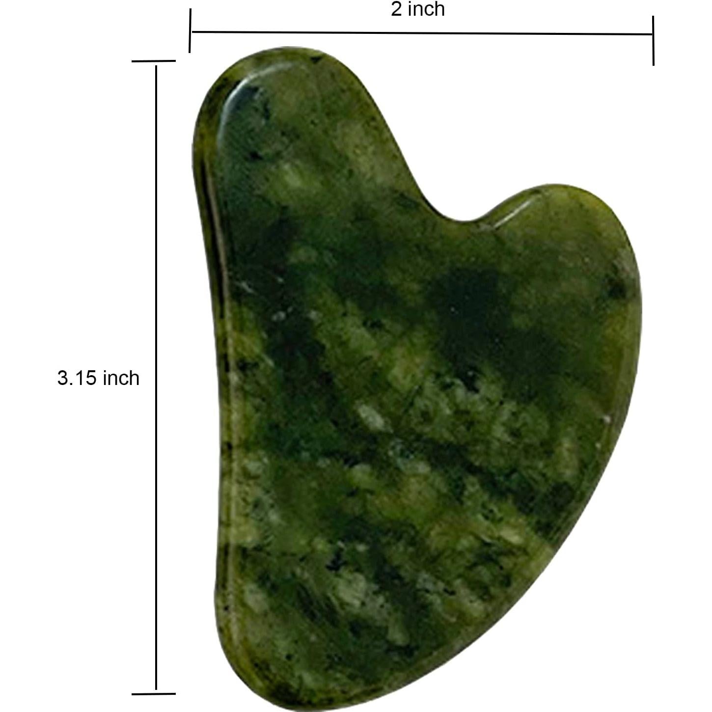 Gua Sha OXT de Jade Natural Verde Oscuro para Facial y Cuerpo