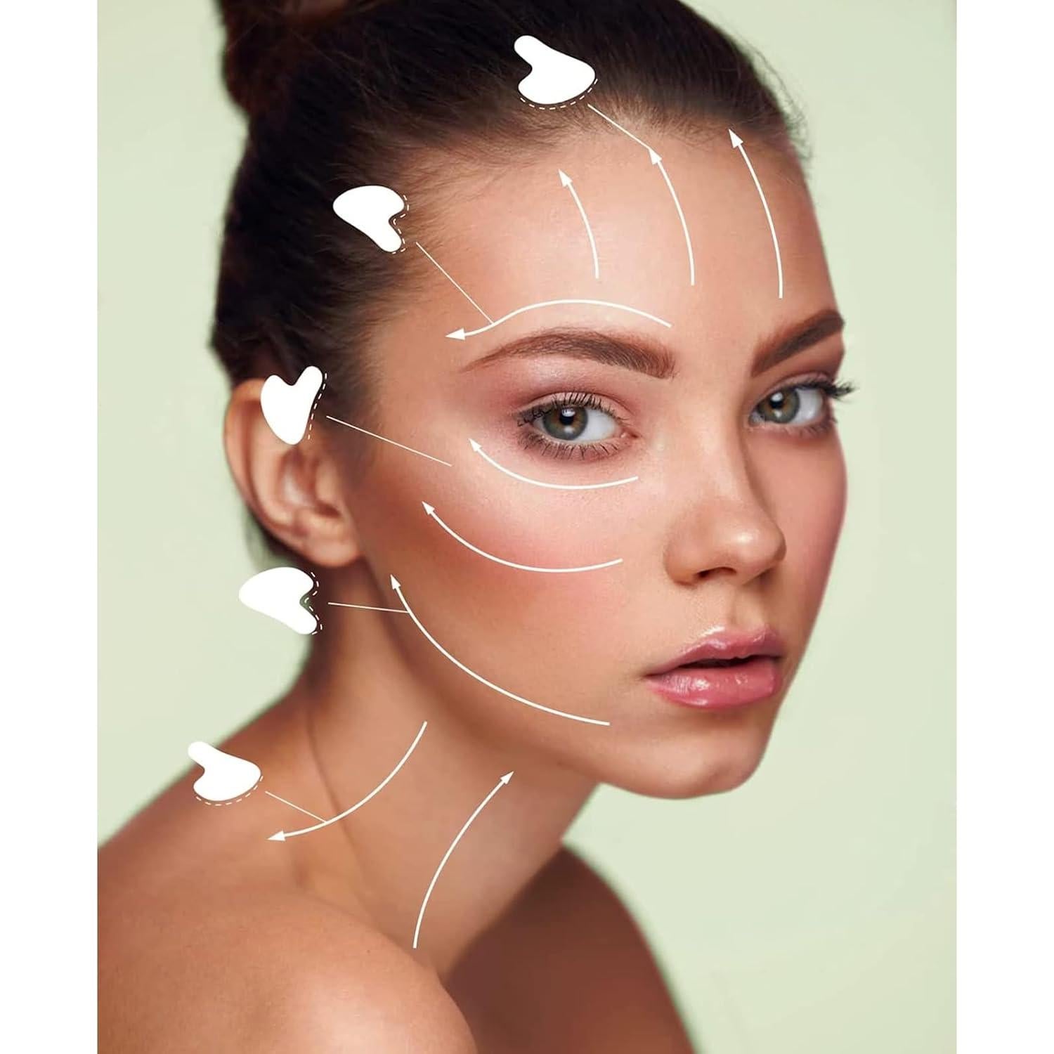 Gua Sha OXT de Jade Natural Verde Oscuro para Facial y Cuerpo