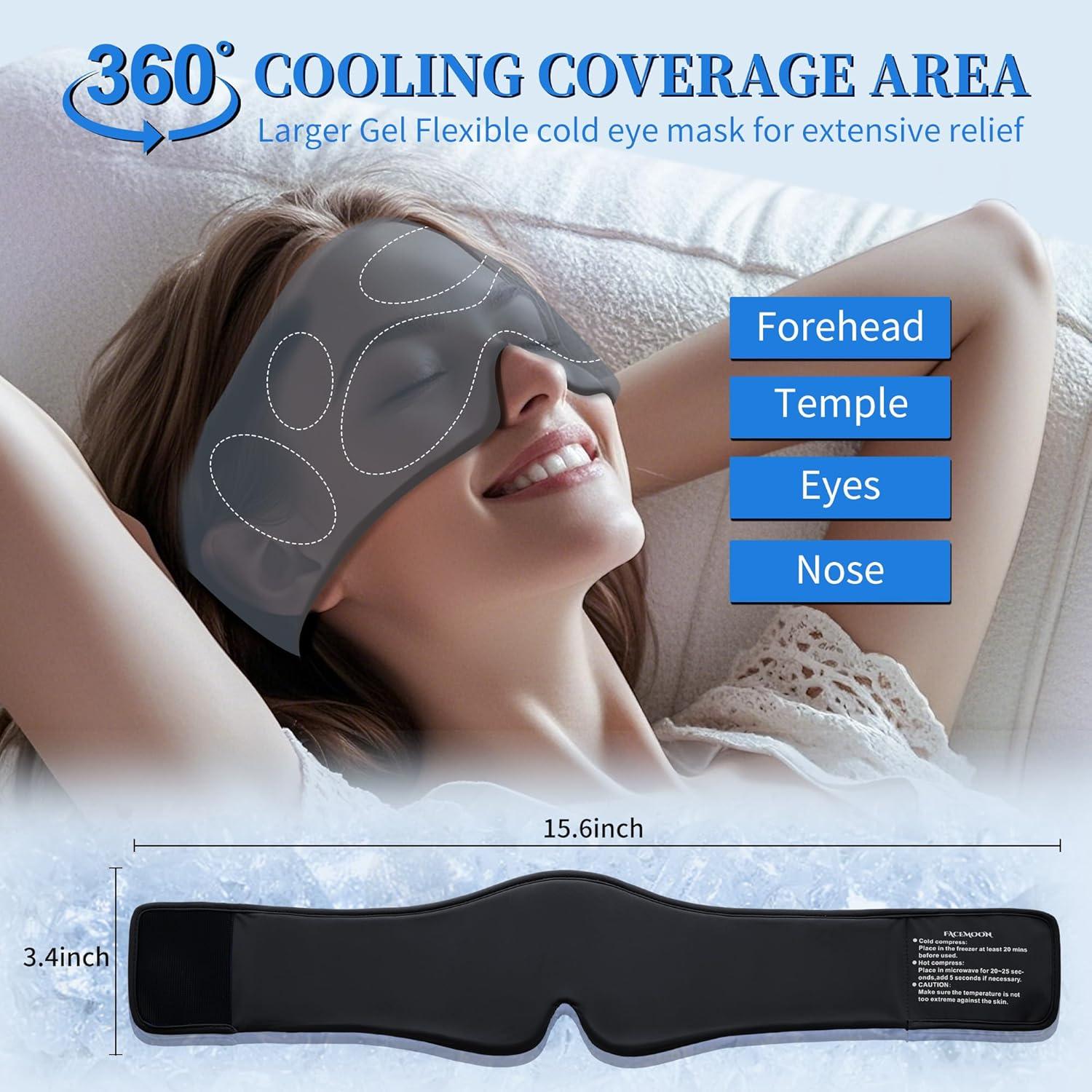 Máscara de Gel Frío para Ojos FACEMOON - Alivio Ojeras y Migrañas
