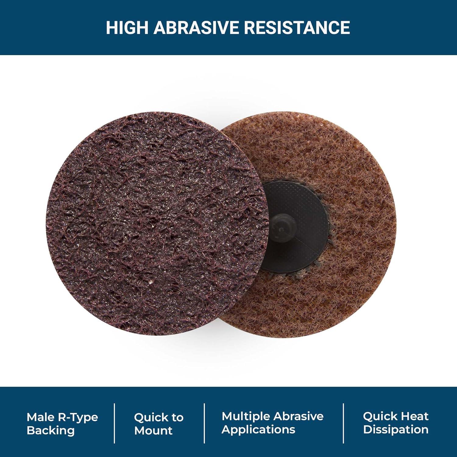 Benchmark Abrasives 3 Inch Sanding Discs Quick Change Nylon Surface Conditioning Discs, Drill & Die Grinder Sanding Disc Rust Remover for Metal Paint Stripper & Removal, Polishing - (25 Pack)(Medium)