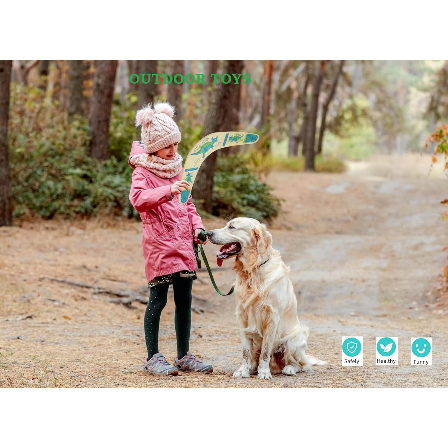 Boomerang de Madera Alreczio Azul para Niños y Adultos