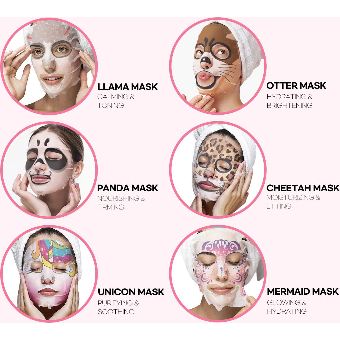 Máscaras Faciales de Personaje Epielle 6 Piezas Hidratantes