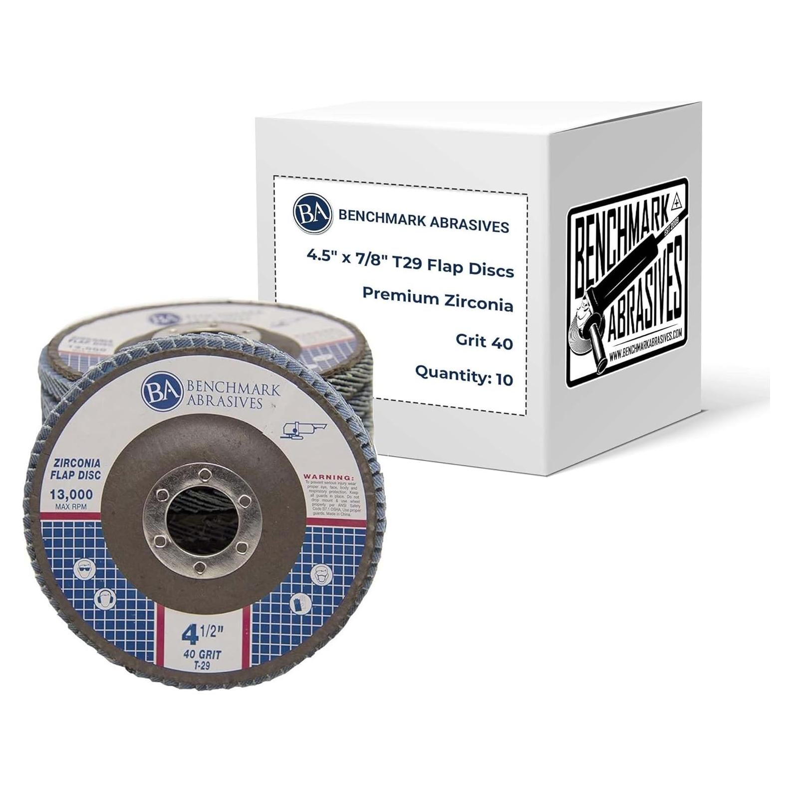 Discos de Aleta Curvados Zirconia 4.5" 40 Grano Benchmark Abrasives