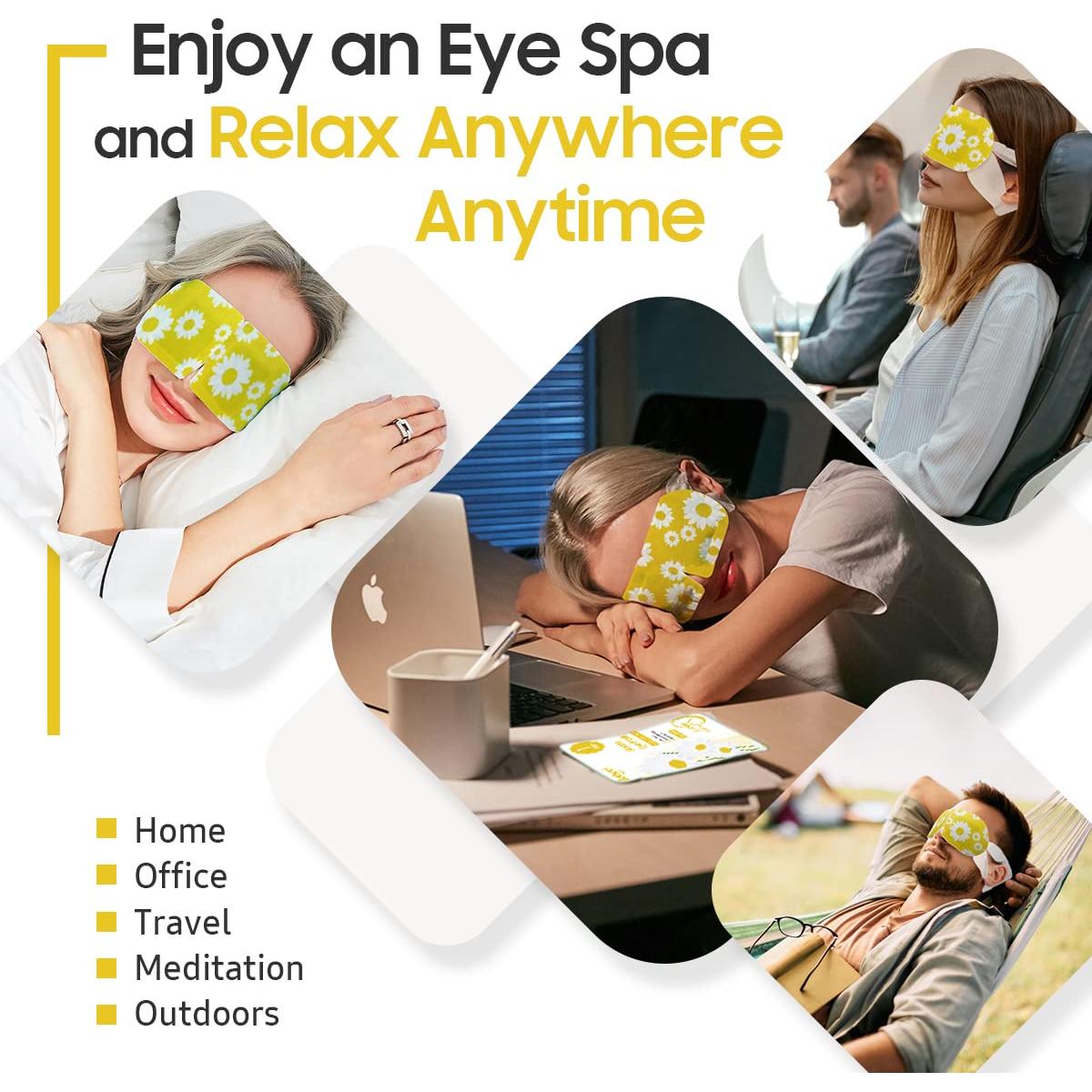 20 Máscaras de Ojos de Vapor BeHoomi Manzanilla Desechables